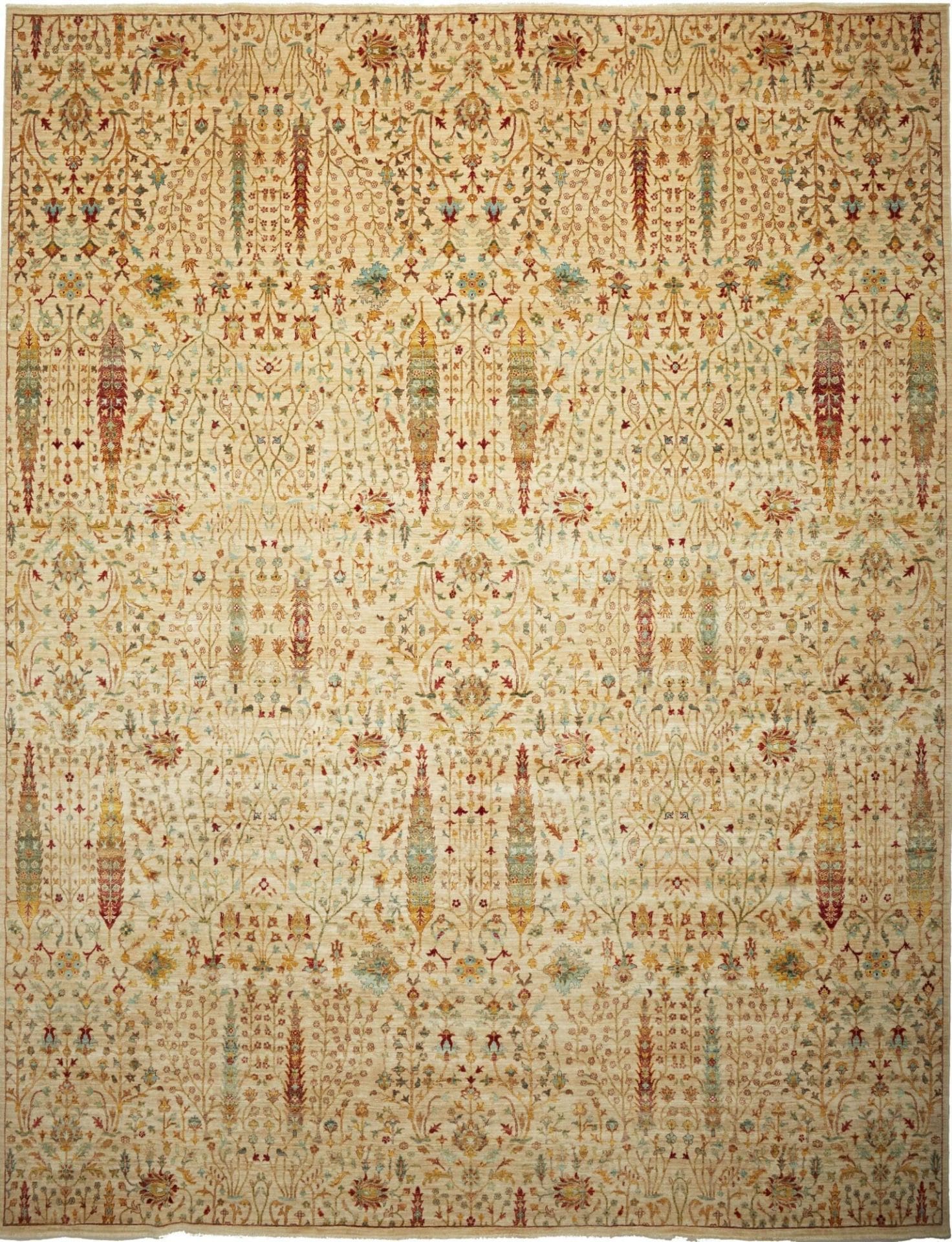 Orientteppich Samarkand 309 x 398cm, handgeknüpft, farbenfrohes Muster