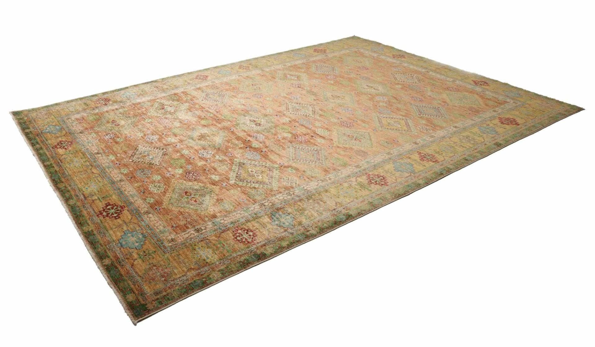 Kazak Teppich 265 x 356cm, geometrische Muster, handgeknüpft