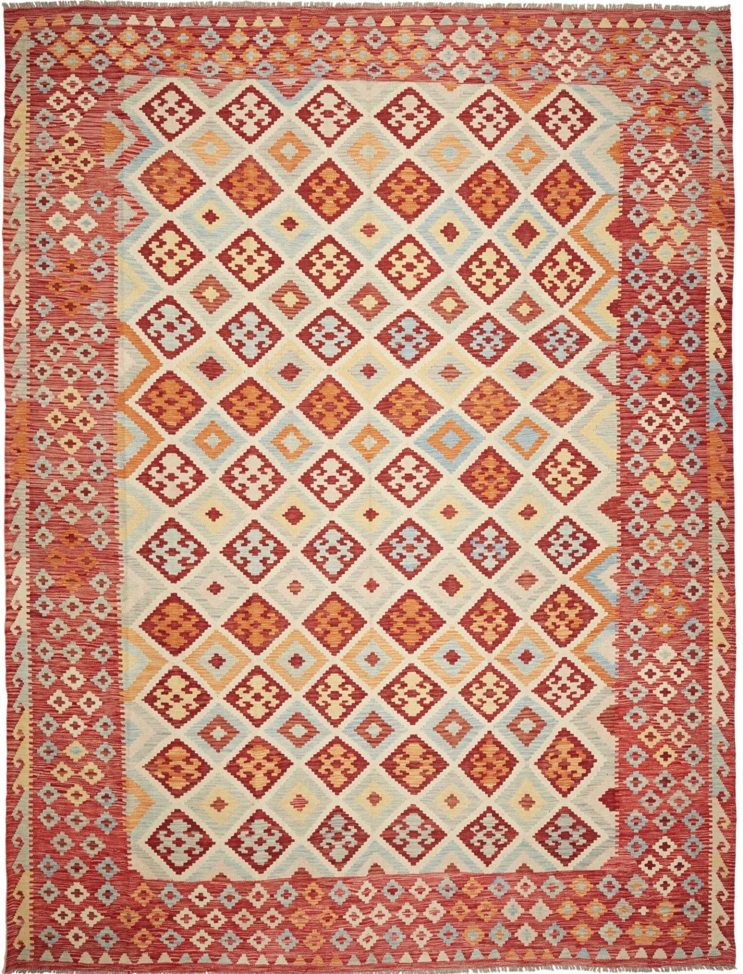 Kelim Teppich 273 x 350cm, handgewebt, rustikales Flair