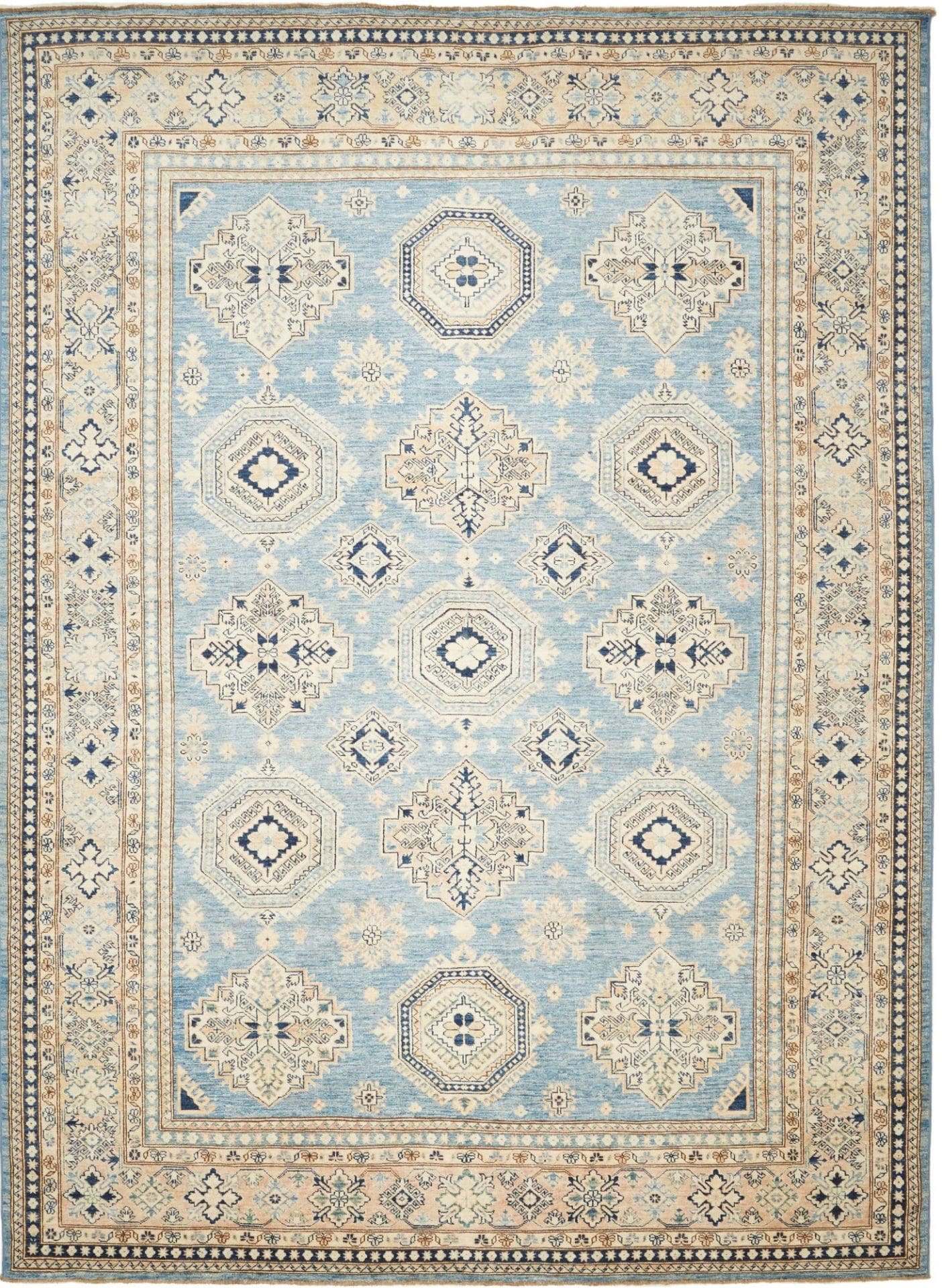 Kazak Teppich 252 x 340cm, geometrisches Muster, handgeknüpft