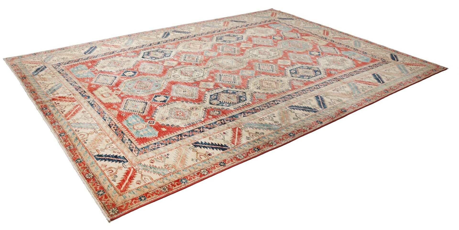 Kazak Teppich 271 x 370cm, geometrische Muster, handgeknüpft