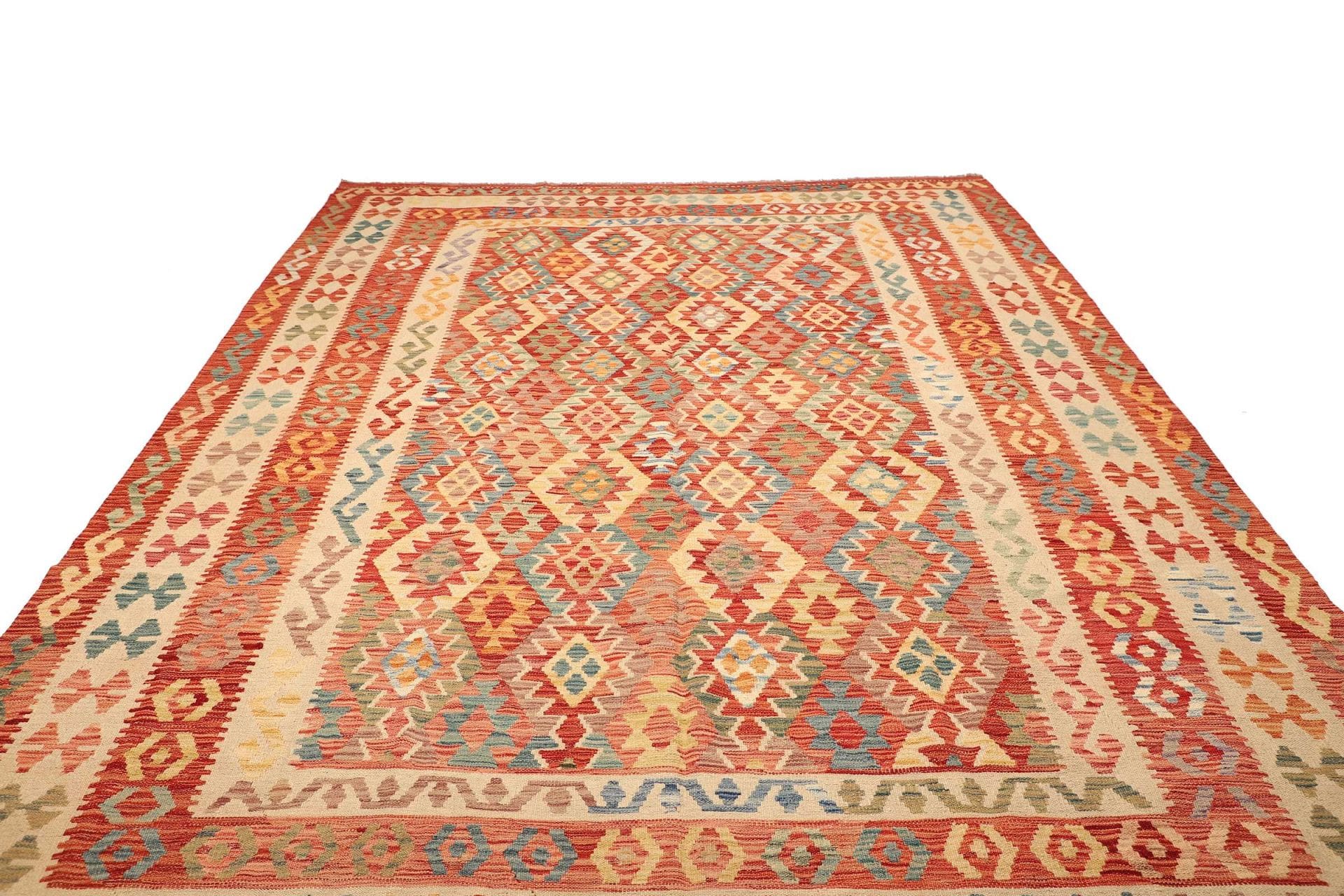 Kelim Teppich 256 x 345 cm – Handgewebt, Schurwolle, rustikal