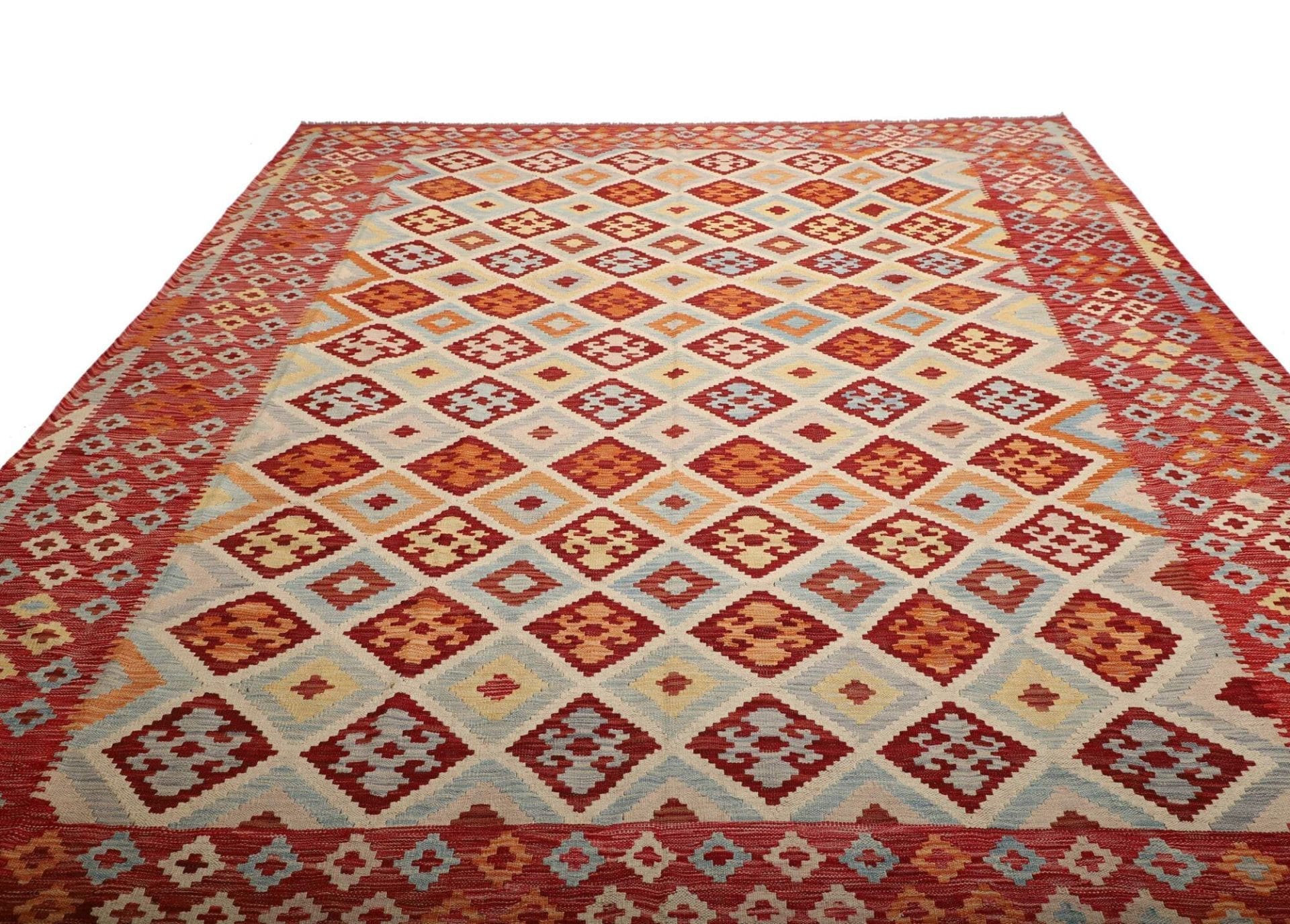 Kelim Teppich 273 x 350cm, handgewebt, rustikales Flair