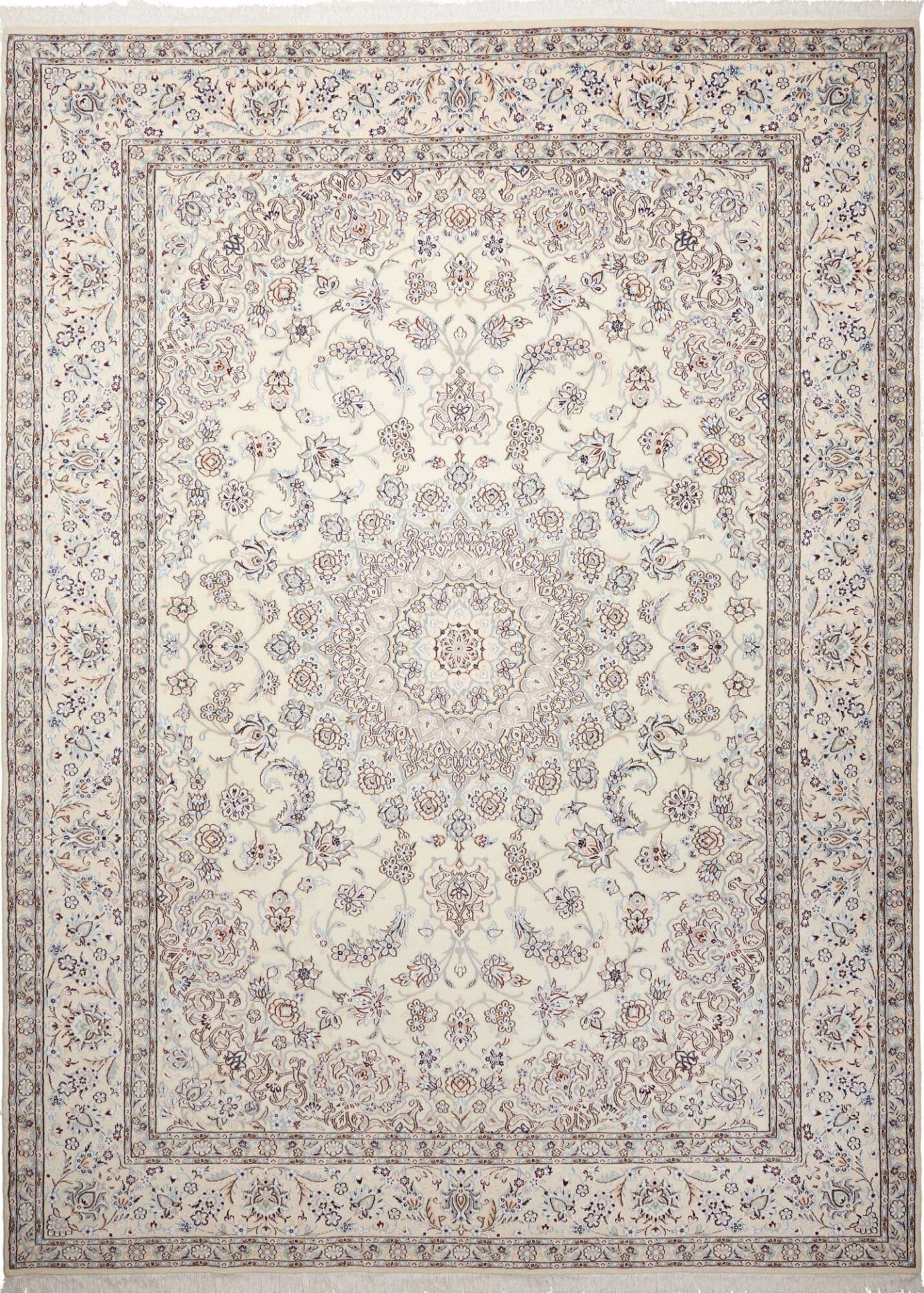 Nain Teppich 253 x 342cm, florales Muster, handgeknüpft, Perserteppich