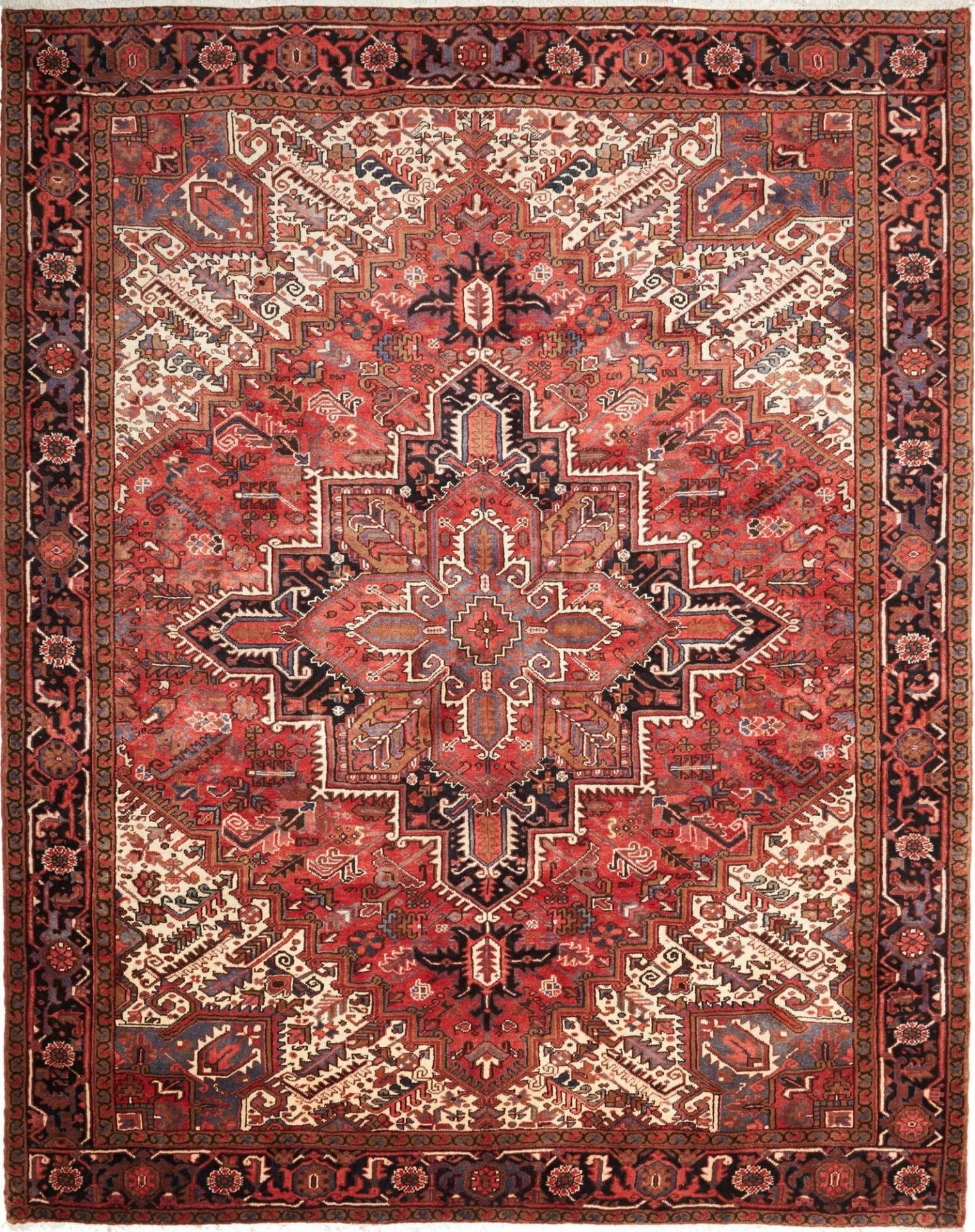 Heriz Teppich 265 x 327cm, geometrisch, rötliche Töne, handgeknüpft