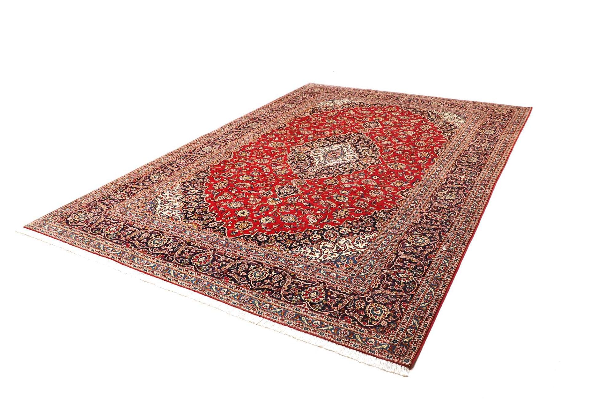 Kashan Teppich 253 x 348cm, florale Muster, handgeknüpft, Perserteppich