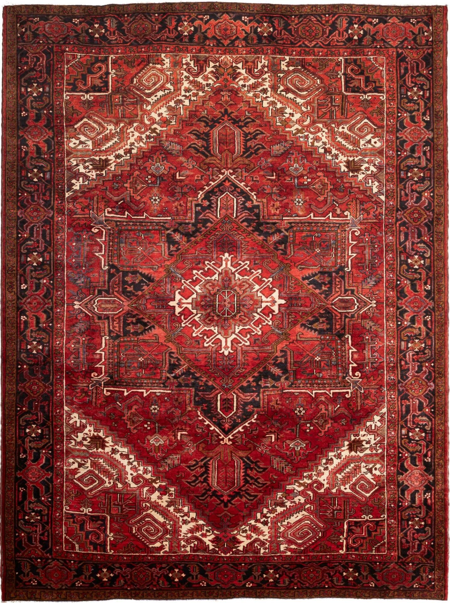 Heriz Teppich 248 x 330 cm, rötliche geometrische Muster, handgeknüpft