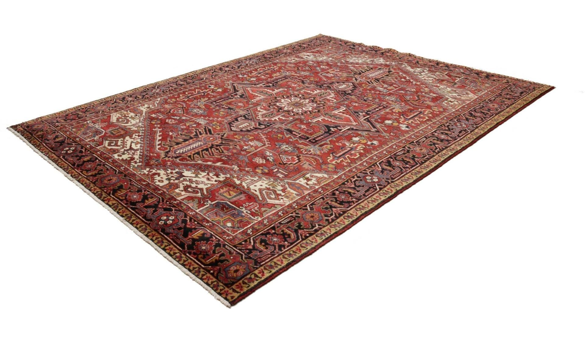Heriz Teppich 253 x 328cm, rustikal, geometrische Muster, handgeknüpft