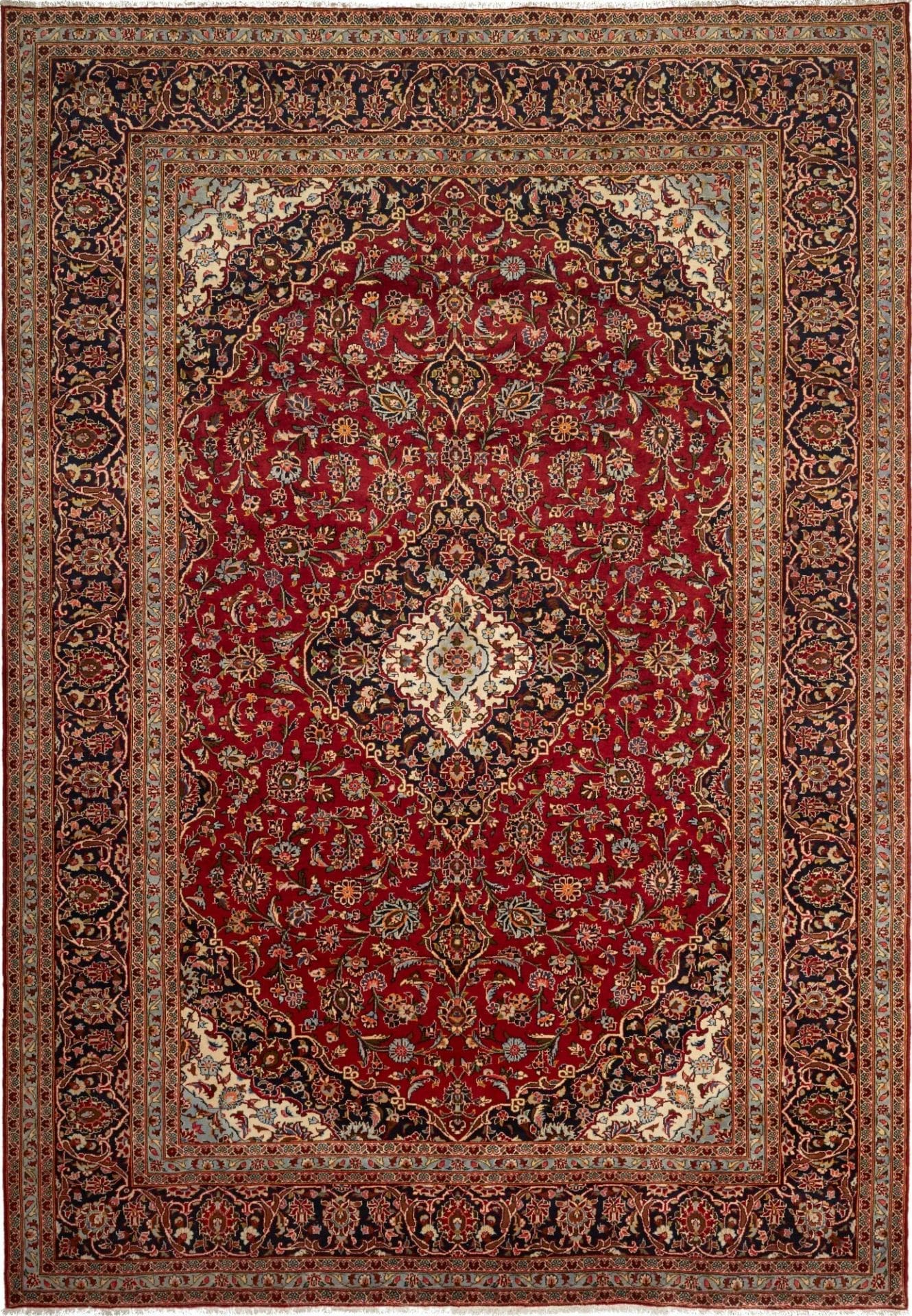 Kashan Teppich 250 x 357 cm, Schurwolle, Handgeknüpft, Perserteppich