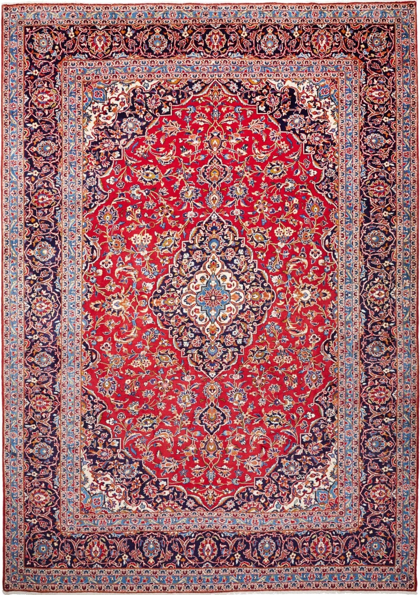 Kashan Teppich 257 x 356 cm, handgeknüpft, Schurwolle, Perserteppich