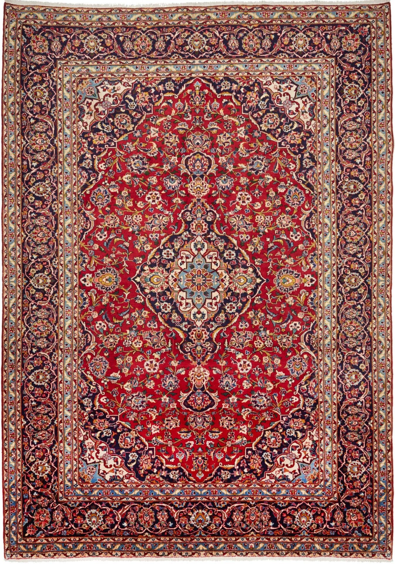 Kashan Teppich 253 x 357 cm, handgeknüpft, Perserteppich, Wolle