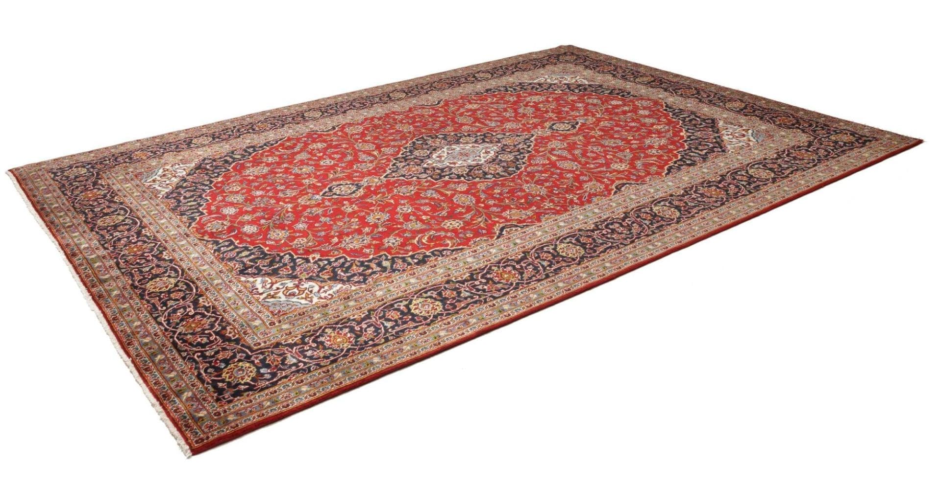 Kashan Teppich 246 x 342cm, handgeknüpft, Schurwolle, Perserteppich