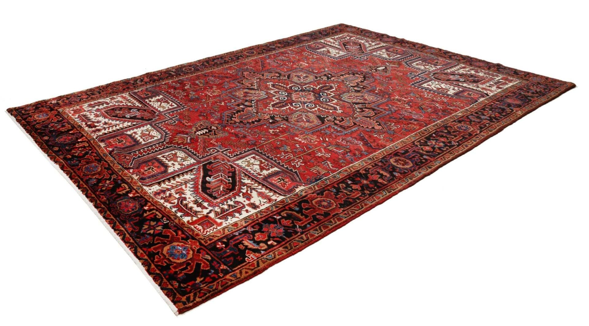 Heriz Teppich 253 x 336 cm, geometrisches Muster, handgeknüpft