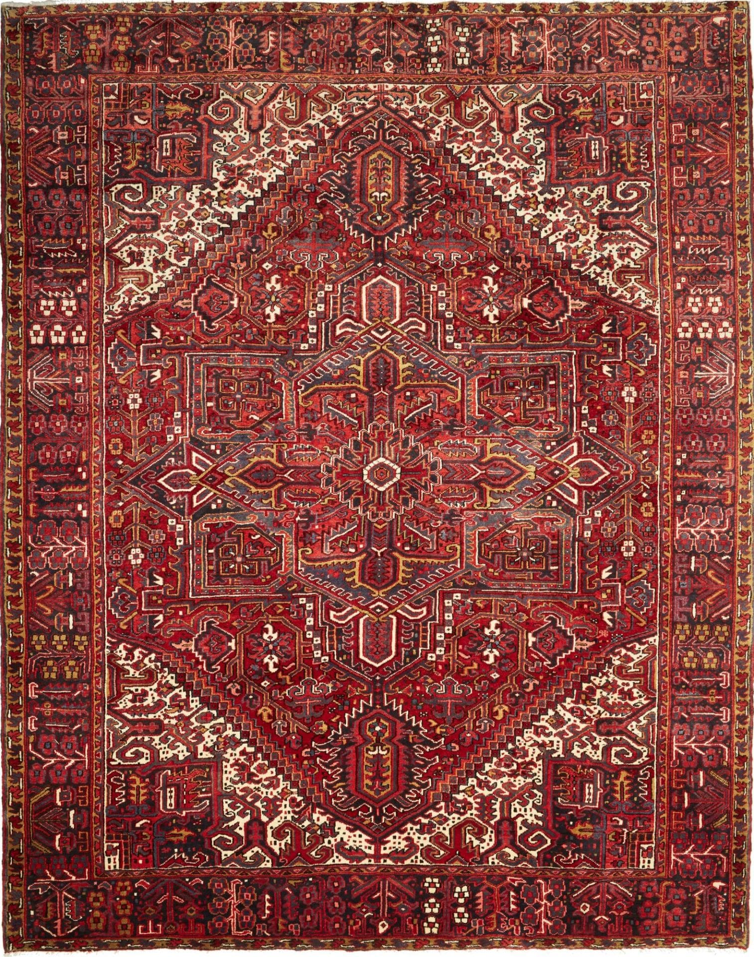 Heriz Teppich 268 x 338cm, geometrisches Muster, Schurwolle, handgeknüpft