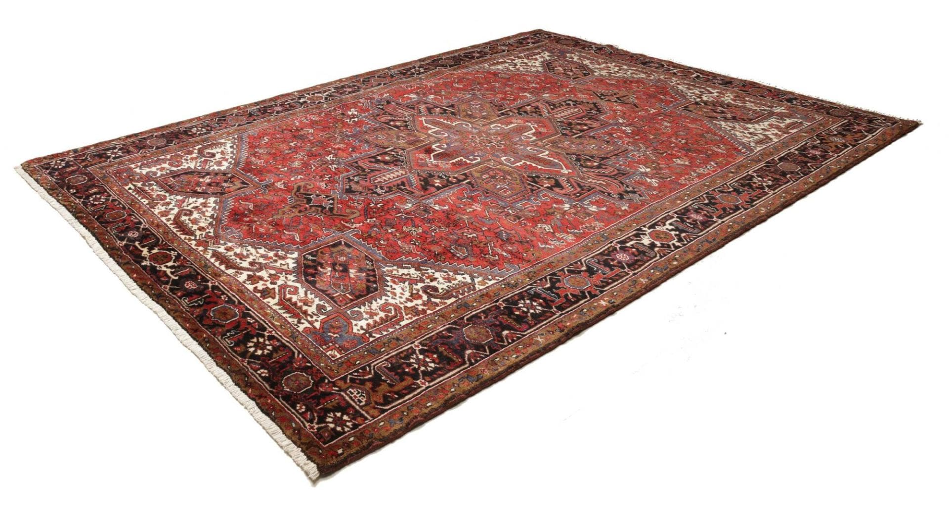 Heriz Orientteppich 251 x 330cm, geometrisches Muster, handgeknüpft