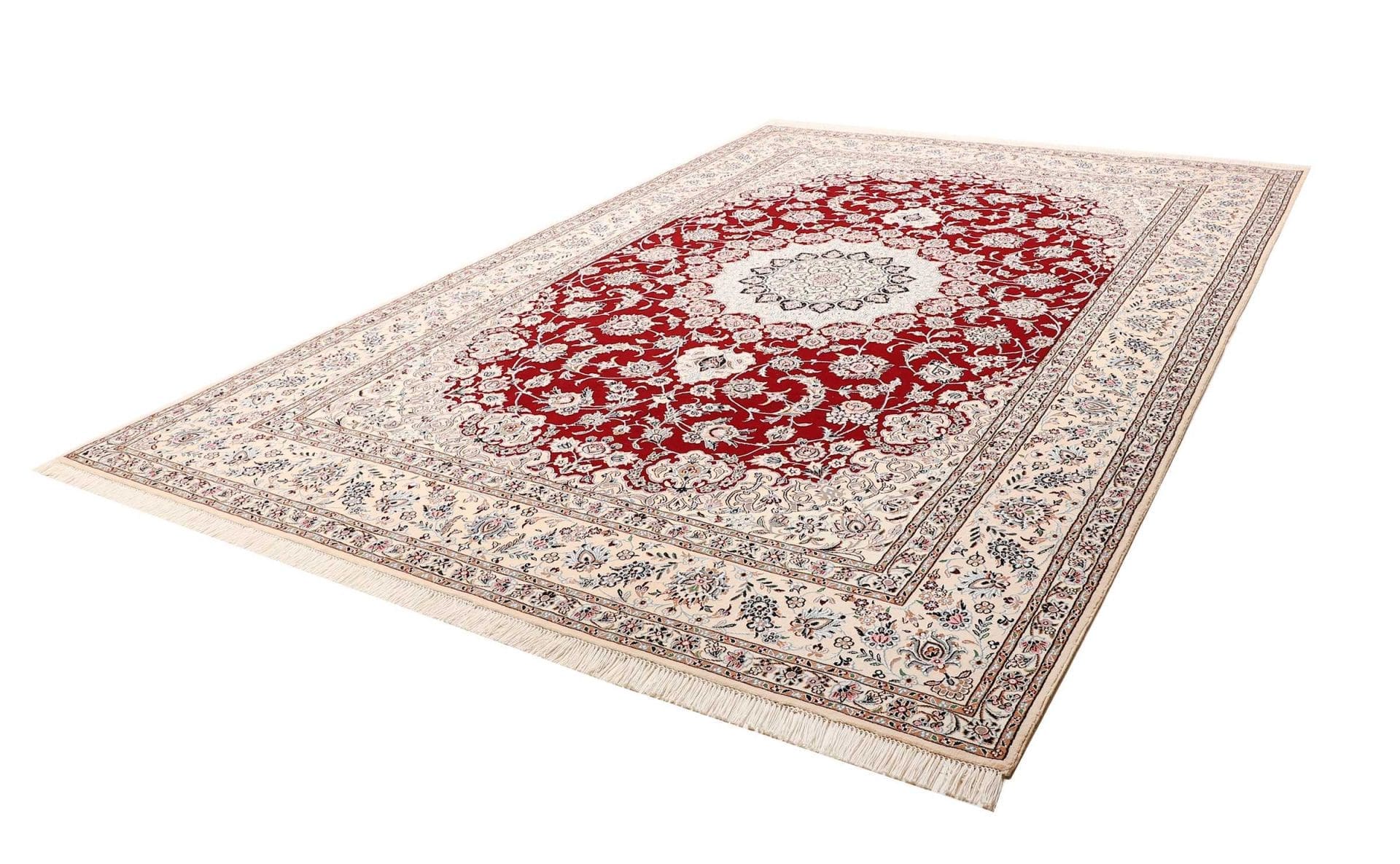 Nain Teppich 253 x 358 cm, florales Muster, handgeknüpft, Perserteppich