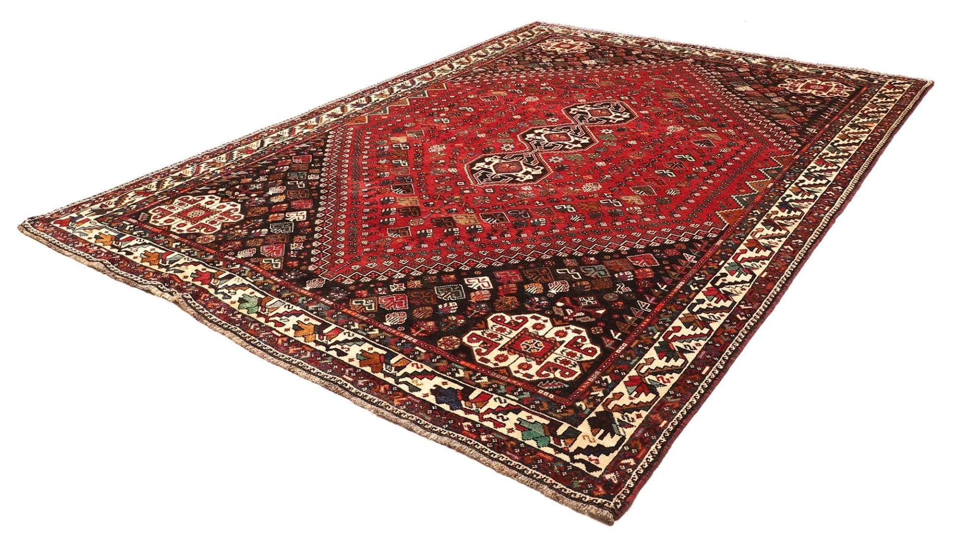 Shiraz Orientteppich 246 x 330cm, Wolle, geometrisches Muster, handgeknüpft