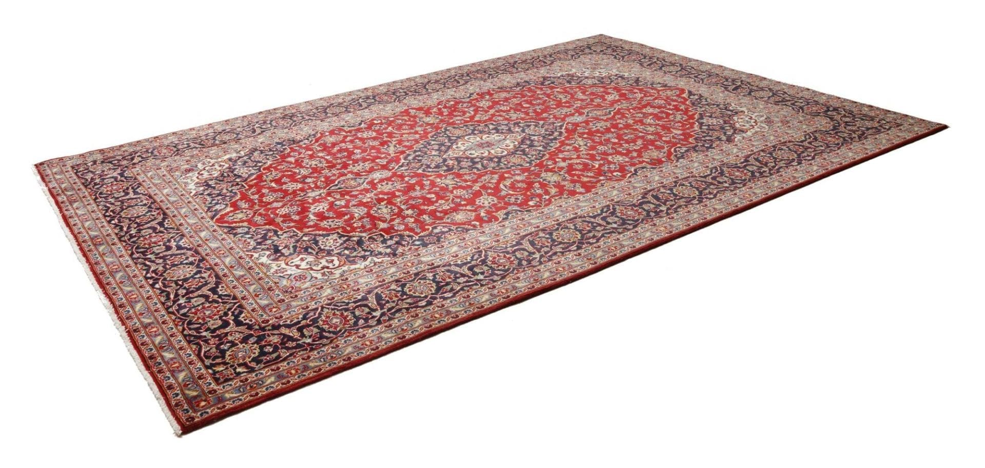 Kashan Teppich 248 x 347cm, florale Muster, handgeknüpft, Perserteppich