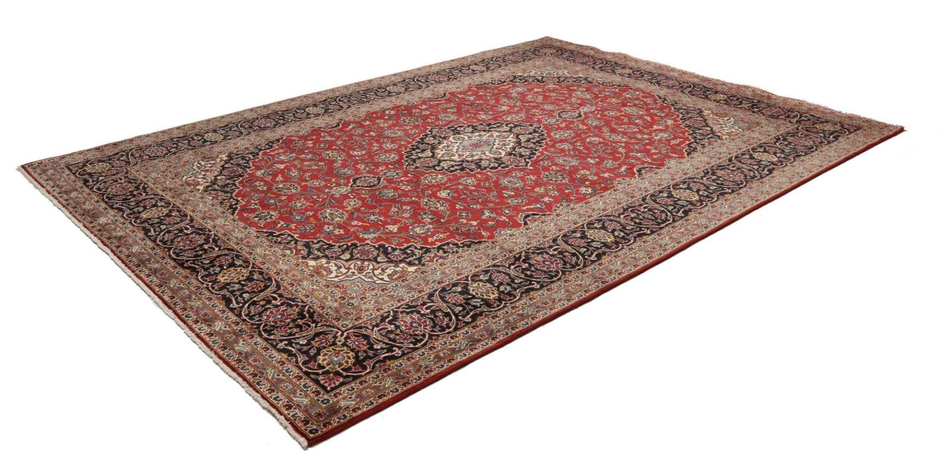 Kashan Teppich 255 x 345cm, florale Muster, handgeknüpft, Perserteppich