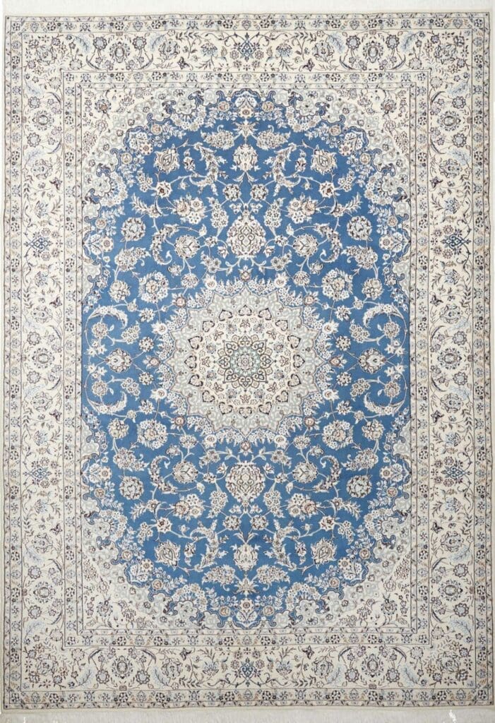 Nain Teppich 251 x 353 cm, florales Muster, handgeknüpft, Perserteppich