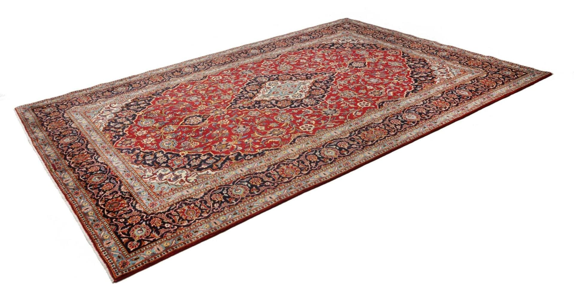 Kashan Teppich 230 x 334 cm, florale Muster, handgeknüpft, Perserteppich