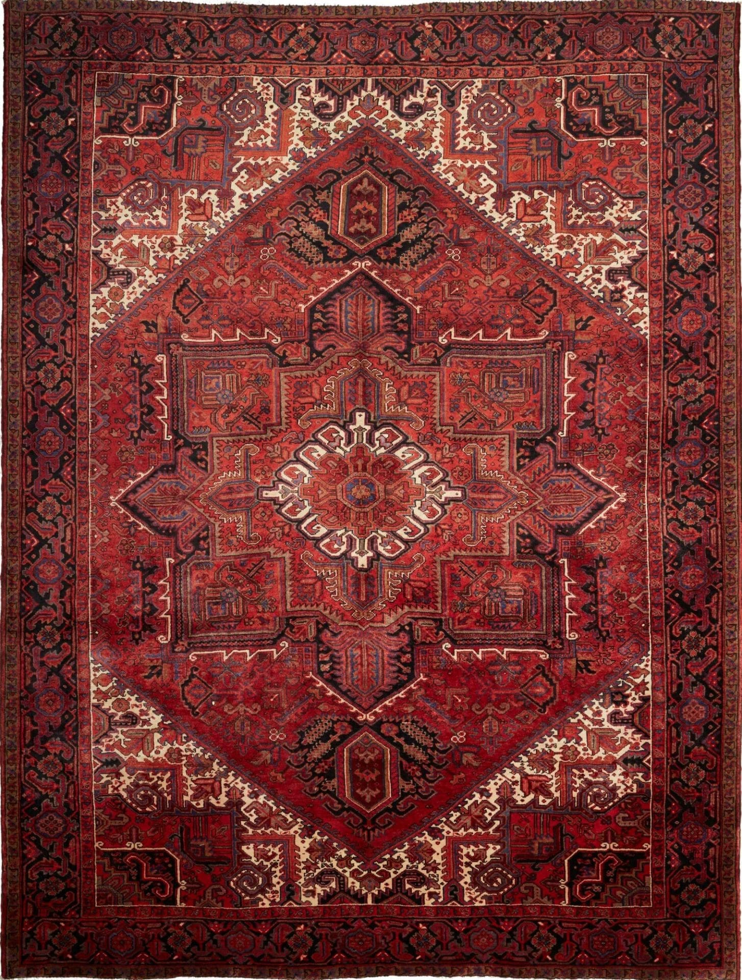 Heriz Teppich 271 x 350cm, rustikales geometrisches Muster, handgeknüpft