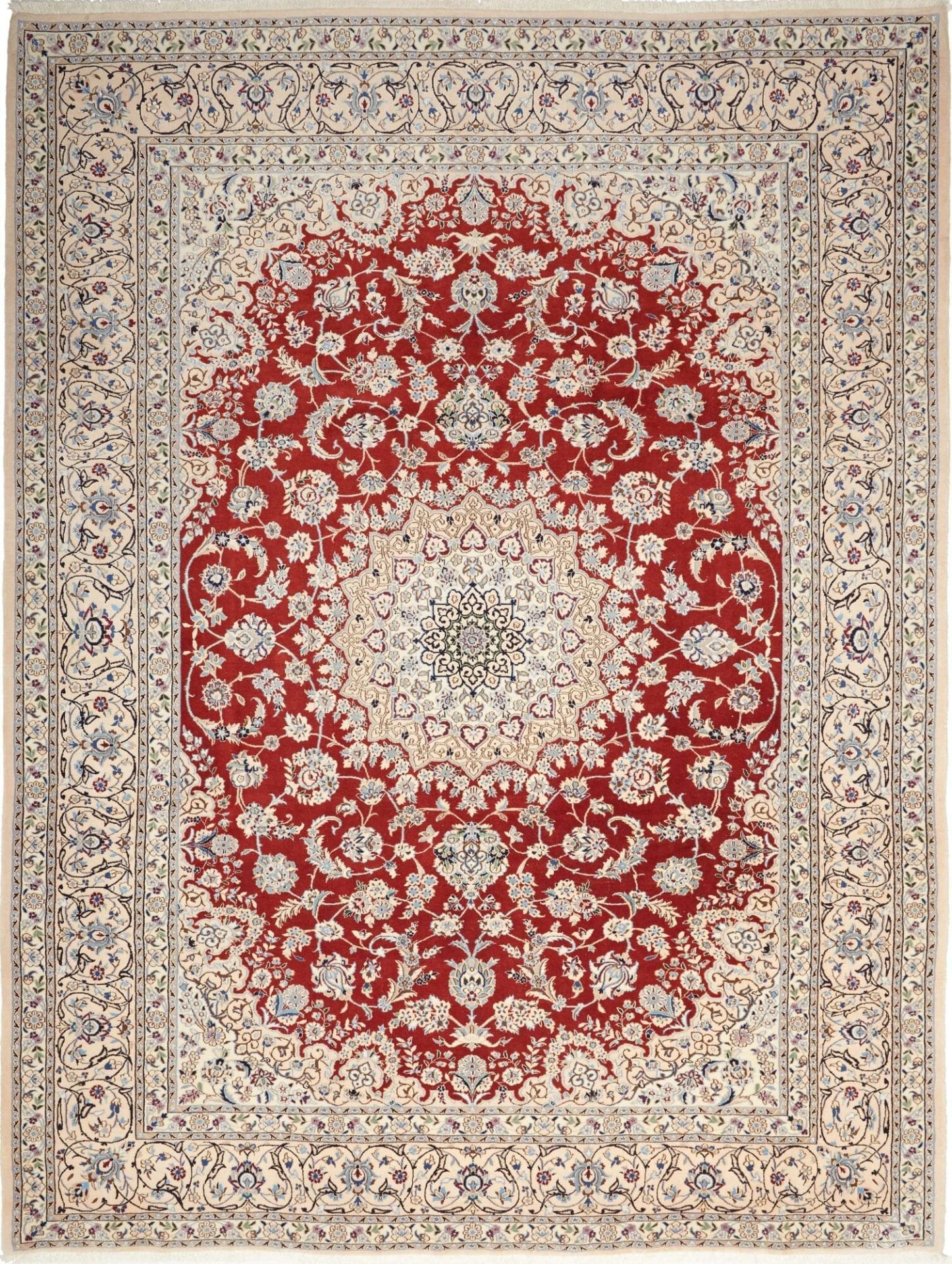 Nain Teppich 258 x 335cm, florales Design, handgeknüpft, Perserteppich