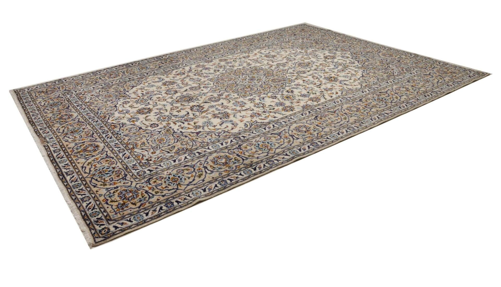 Kashan Teppich 260 x 363 cm, Schurwolle, florales Design, handgeknüpft