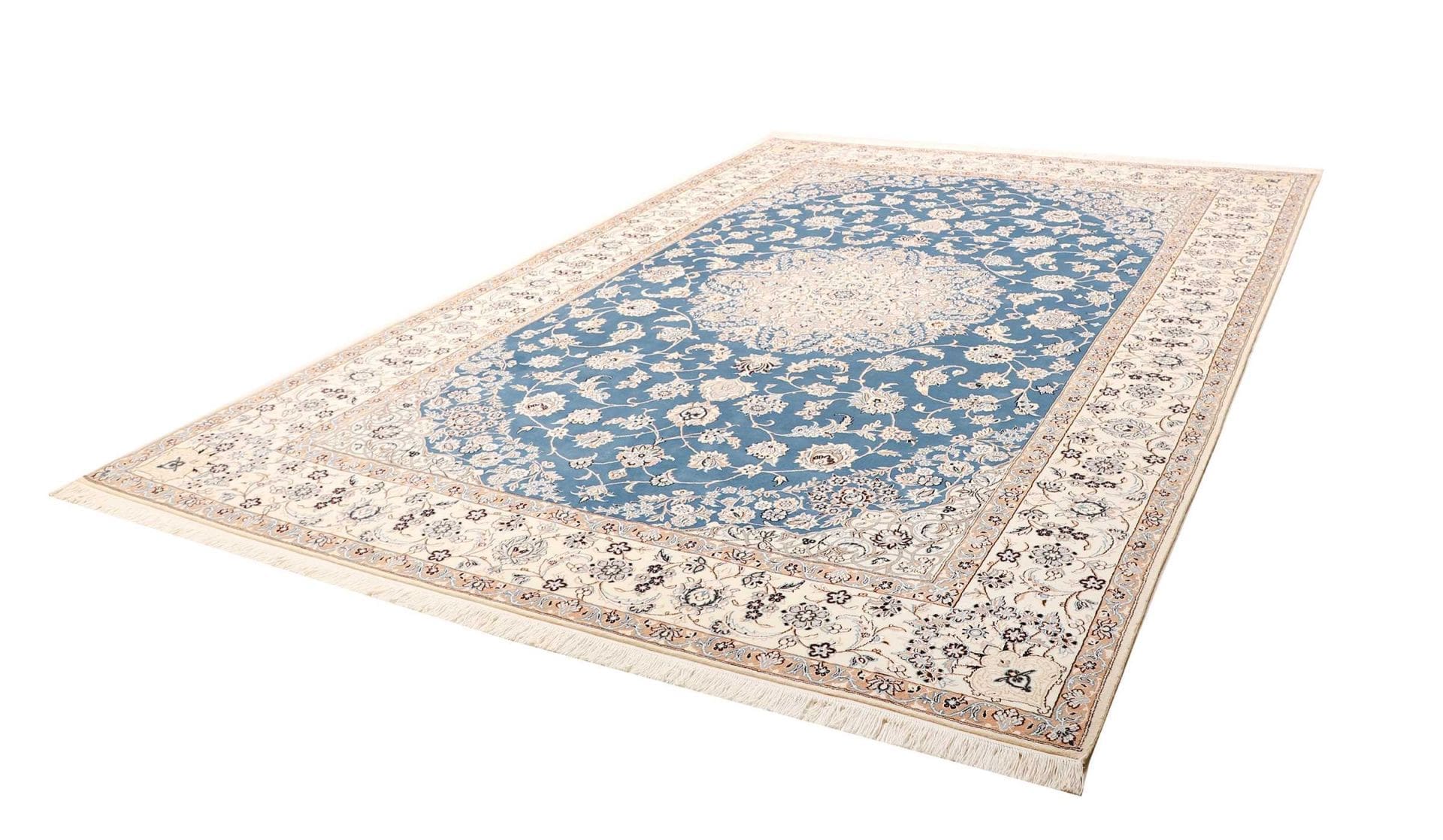 Exklusiver Nain Teppich 252 x 353cm, florales Muster, handgeknüpft