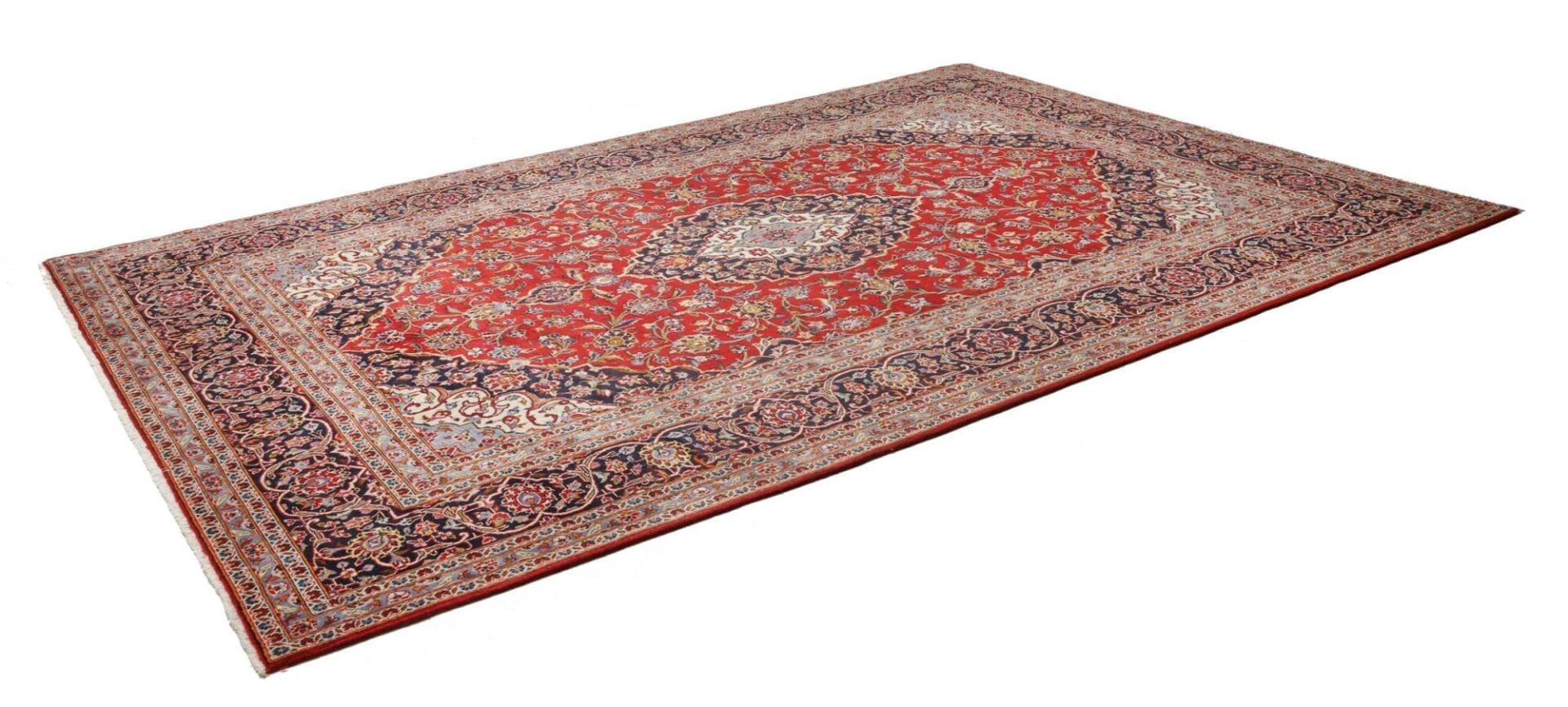 Kashan Teppich 247 x 352 cm, handgeknüpft, persischer Stil, Schurwolle