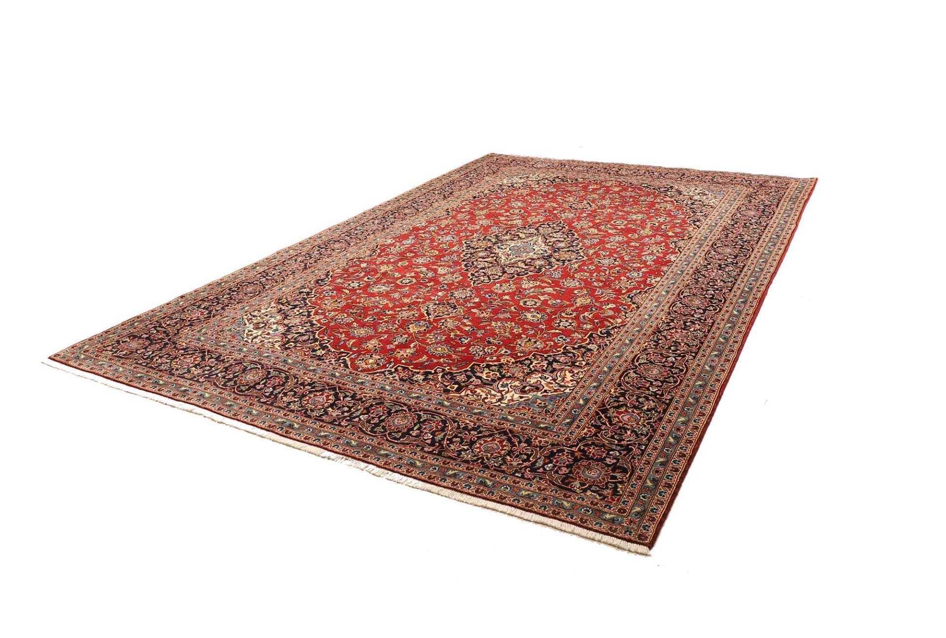 Kashan Teppich 259 x 376 cm, florale Muster, handgeknüpft, Perserteppich