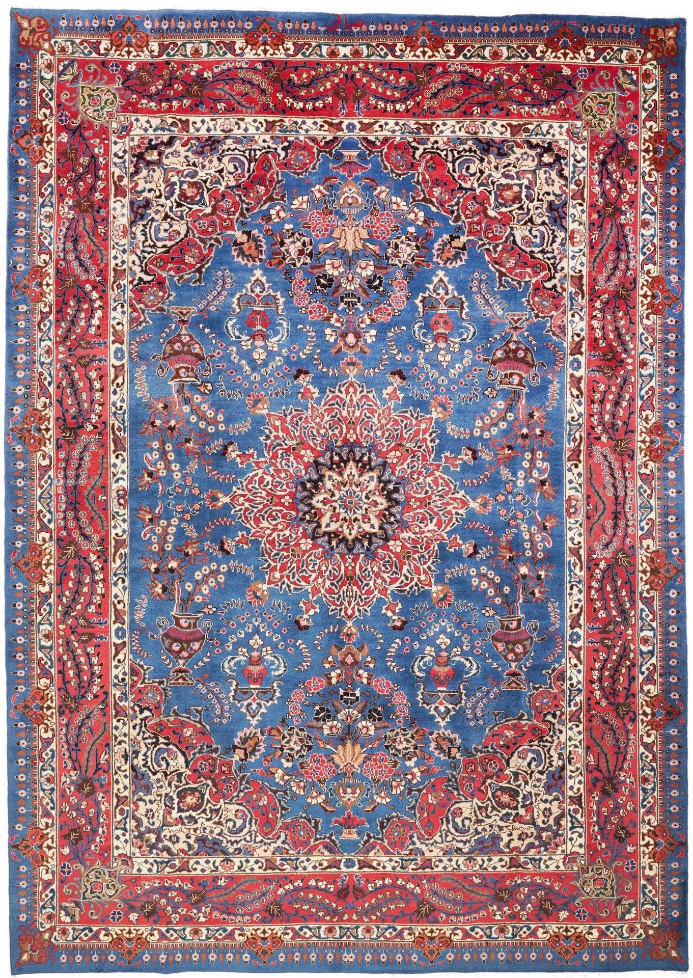 Kashan Teppich 249 x 350cm, florale Muster, handgeknüpft, Perserteppich H1