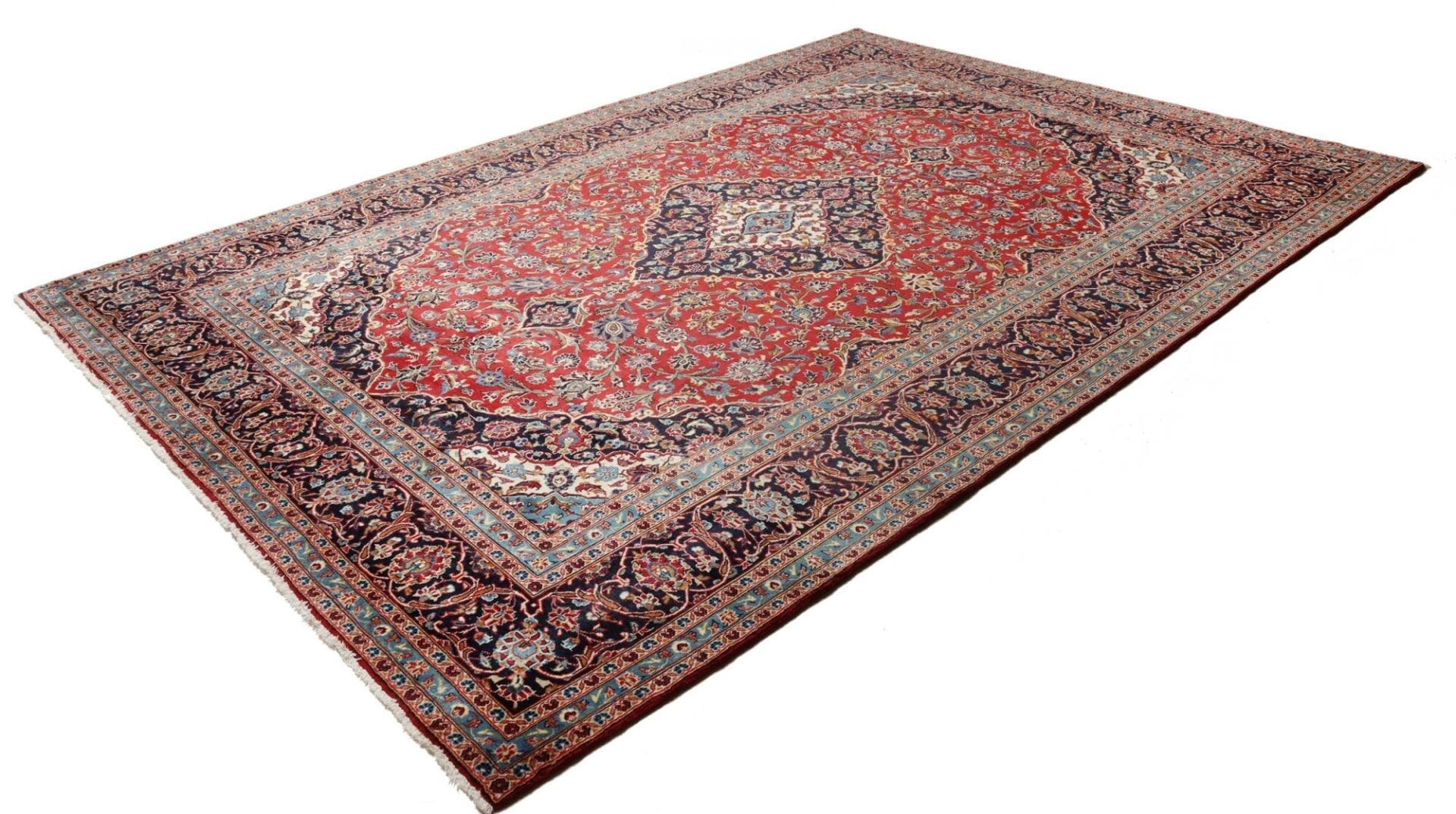 Kashan Teppich 253 x 360cm, Handgeknüpft, Perserteppich, Wolle