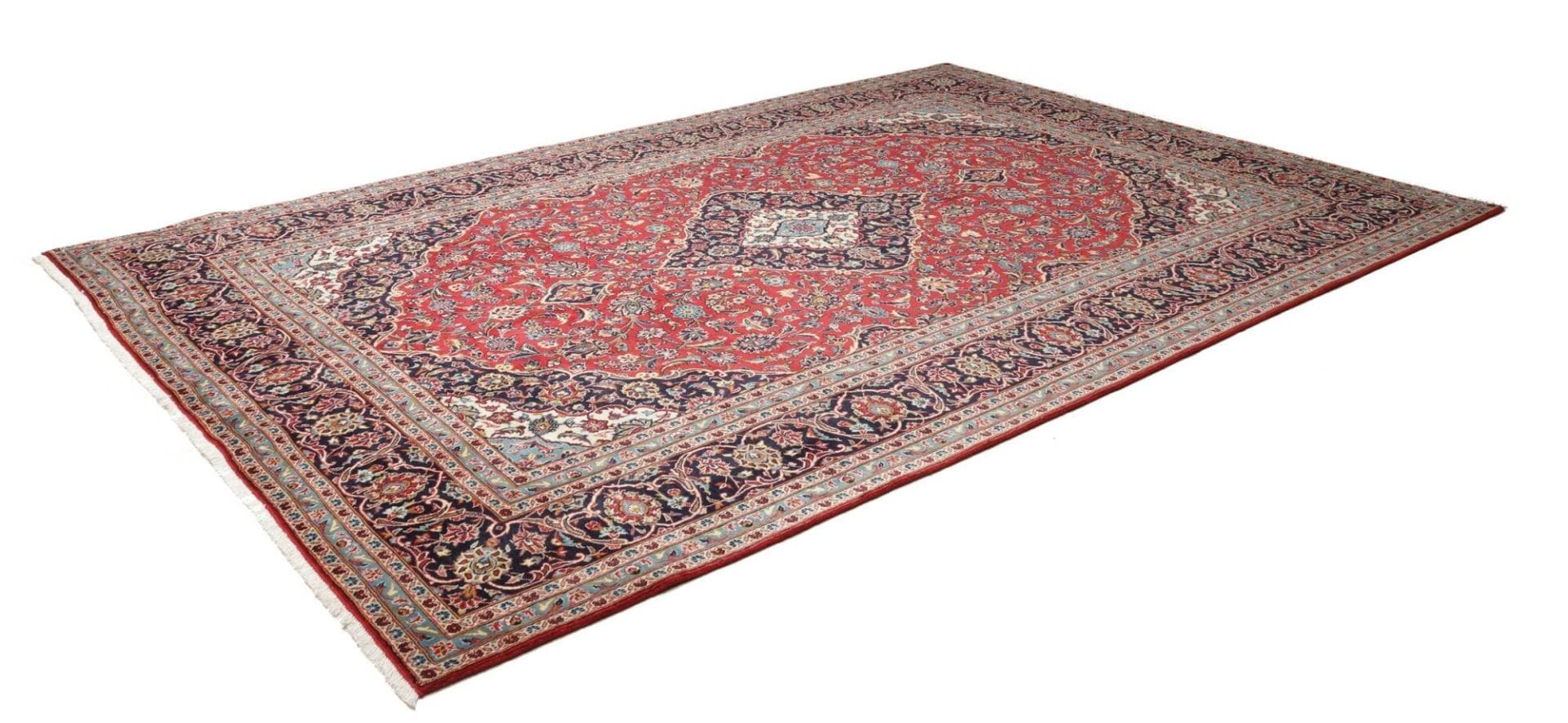 Kashan Teppich 249 x 363 cm, florale Muster, handgeknüpft, Perserteppich
