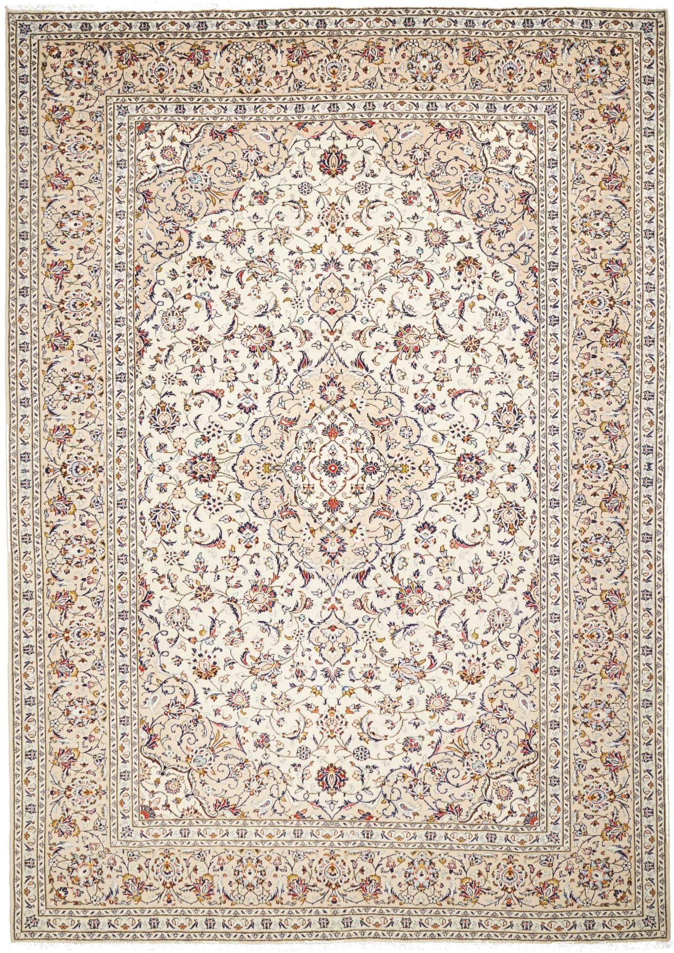 Kashan Teppich 248 x 350cm, Schurwolle, florales Muster, handgeknüpft