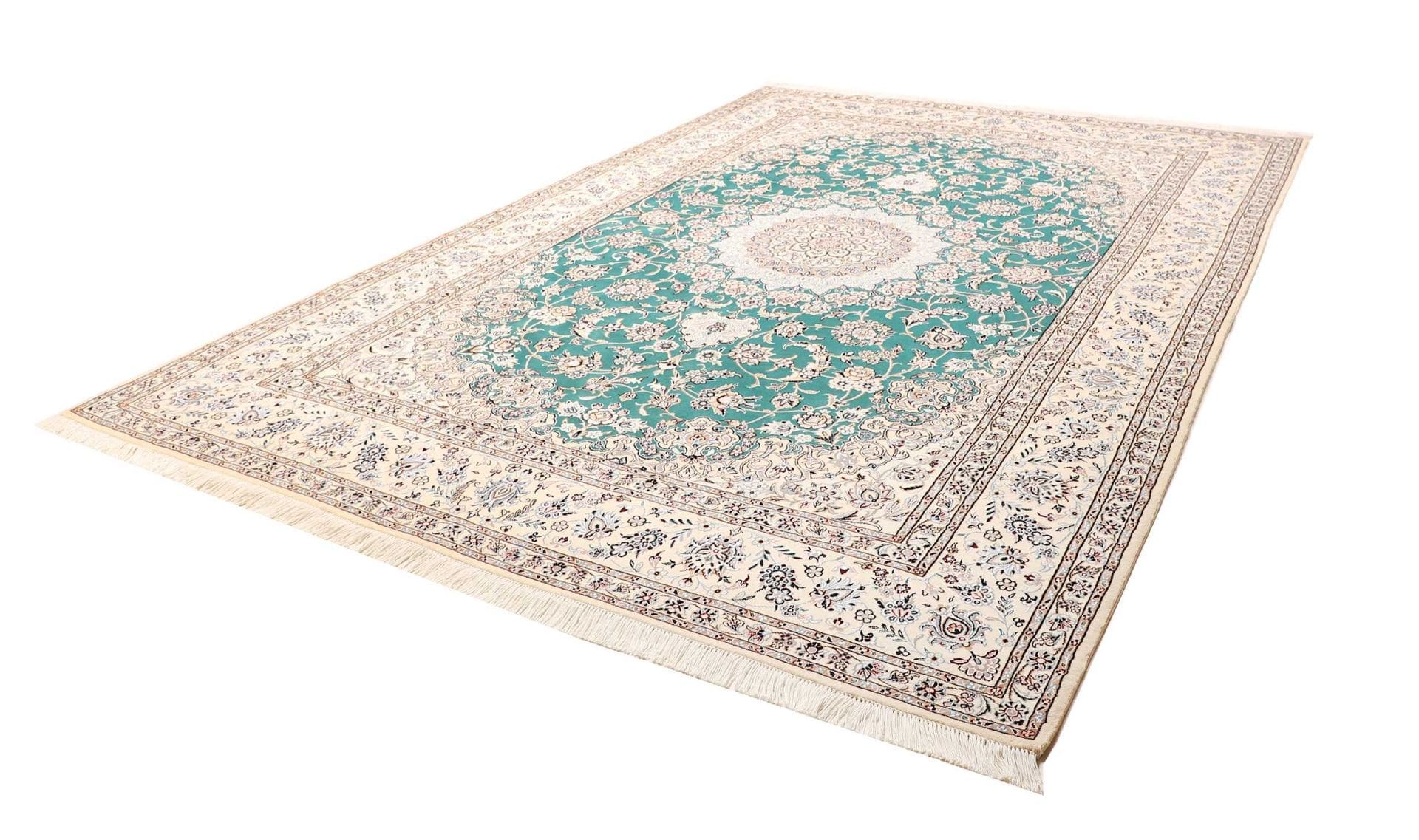 Nain 9La 500K/Qm Teppich 251 x 355cm, florales Design, handgeknüpft H1