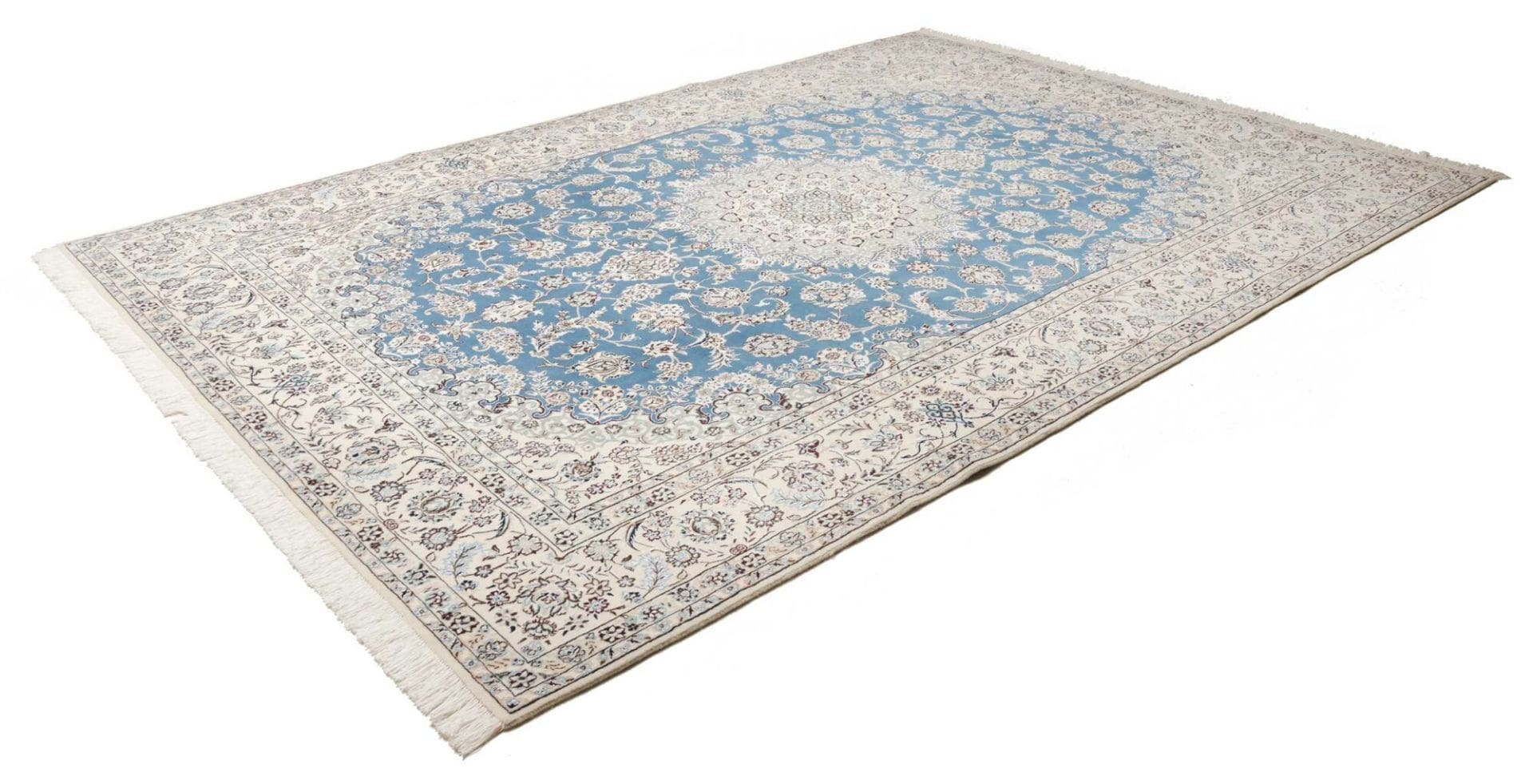 Nain Teppich 251 x 353 cm, florales Muster, handgeknüpft, Perserteppich