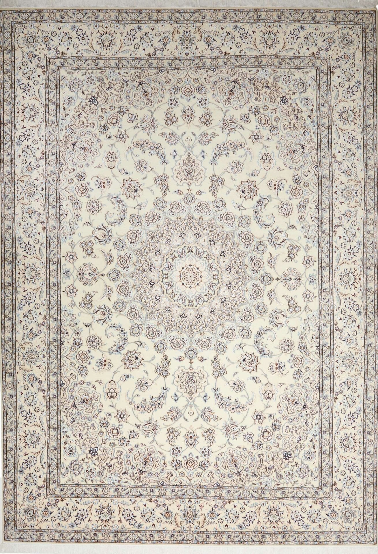 Nain Teppich 251 x 356cm, florale Muster, handgeknüpft, Perserteppich