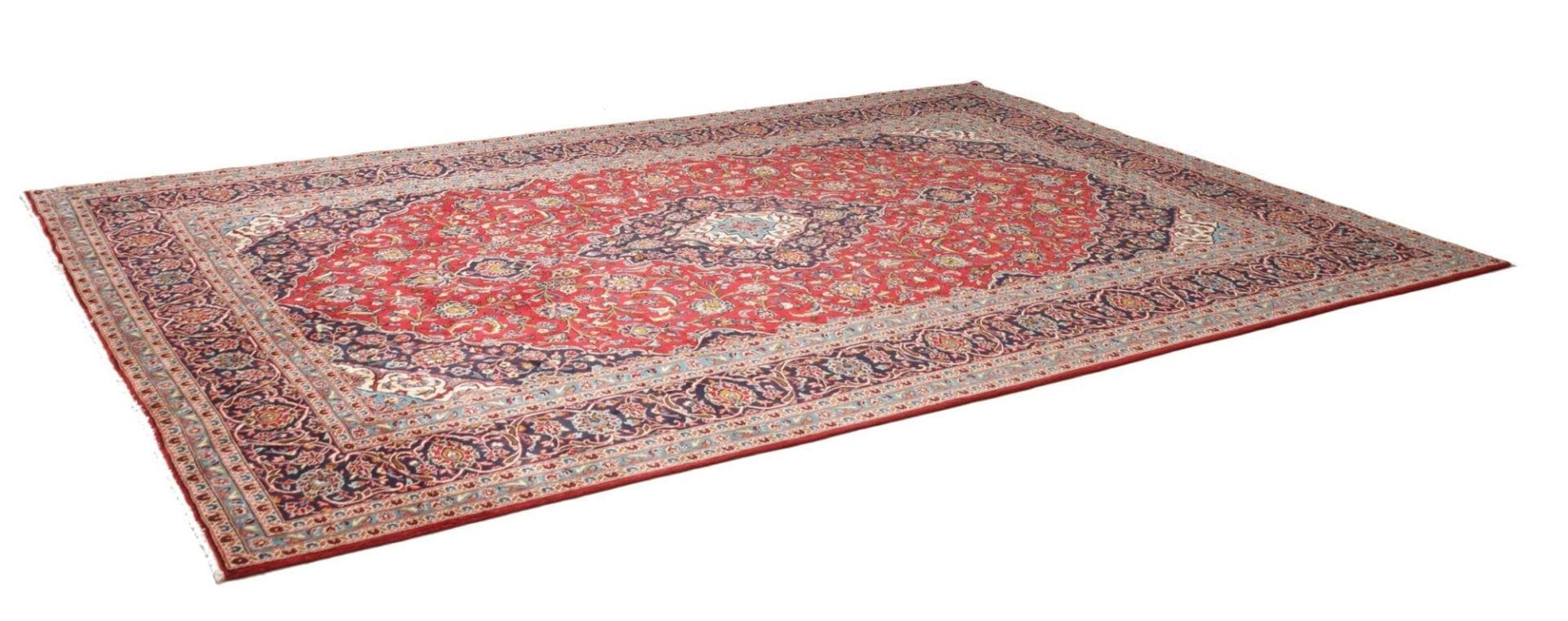 Kashan Teppich 248 x 352 cm, Schurwolle, florale Muster, handgeknüpft
