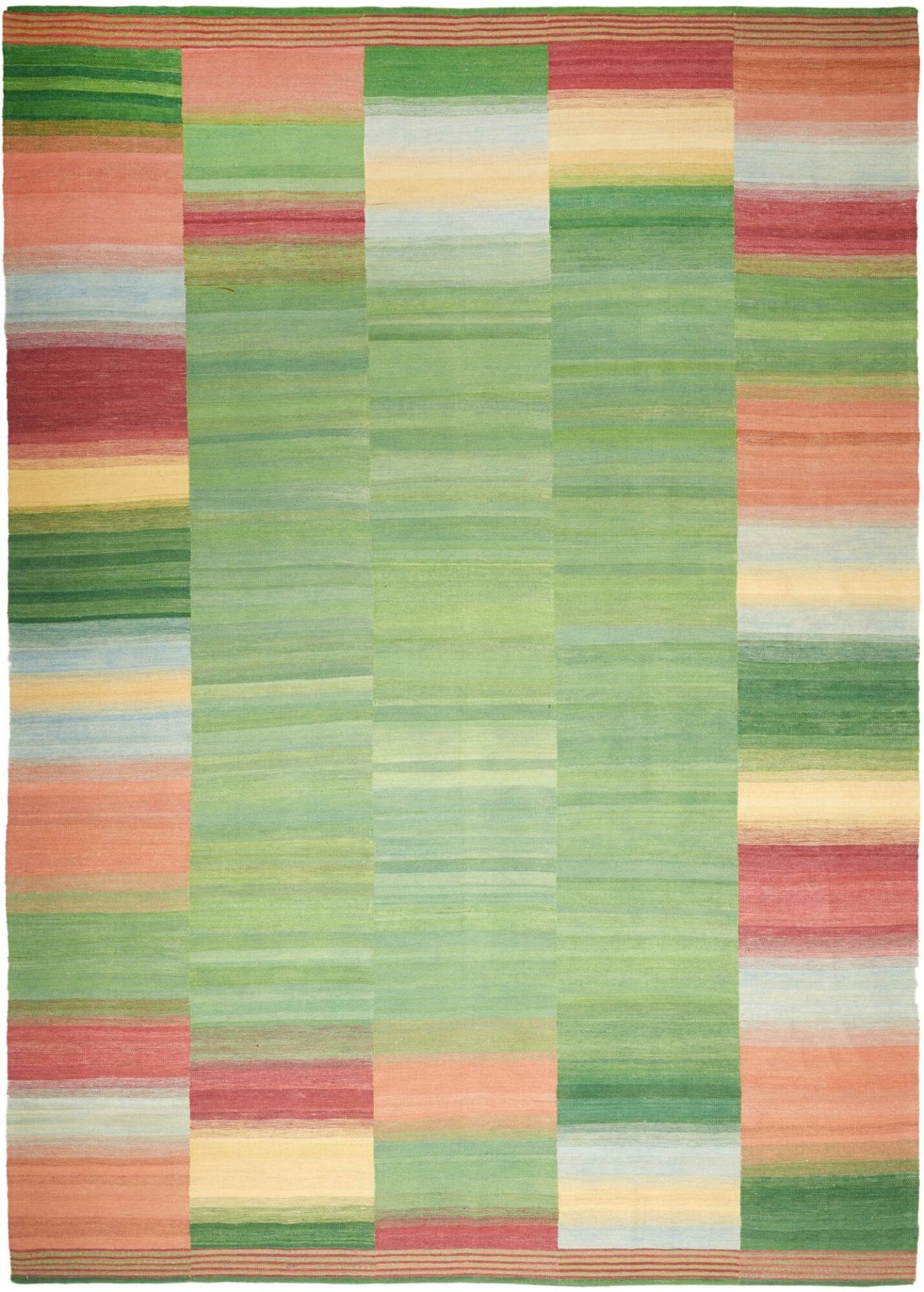 Kelim Teppich 250 x 354cm, handgewebt, rustikaler Stil, bunt