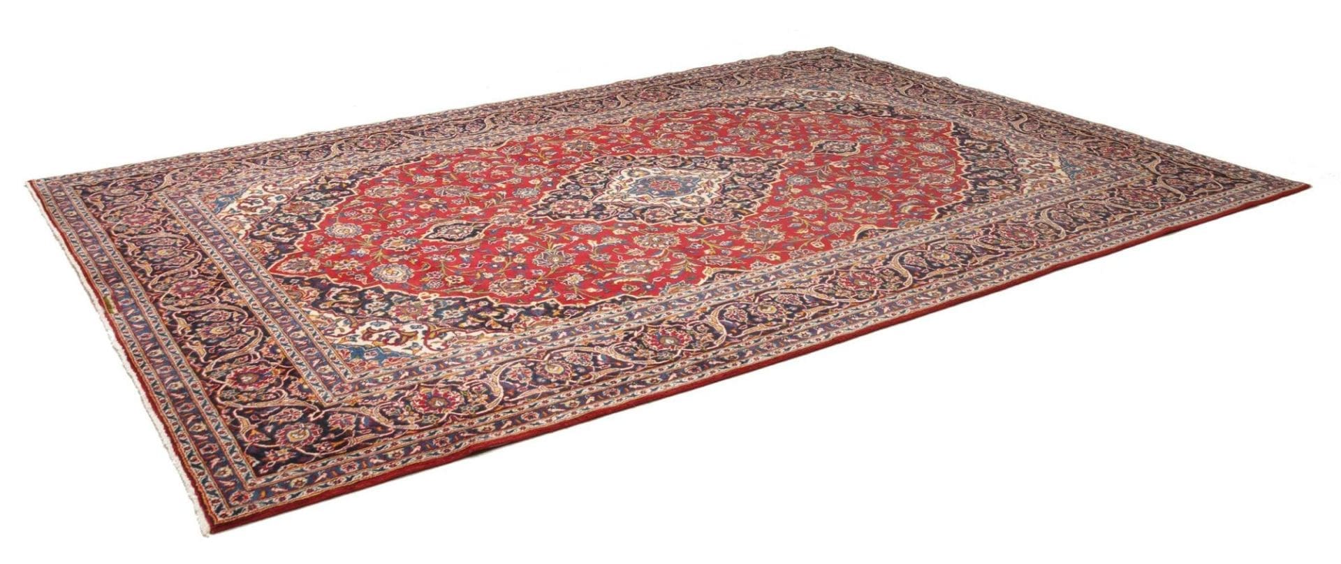 Kashan Teppich 253 x 363 cm, Schurwolle, Handgeknüpft, Perserteppich