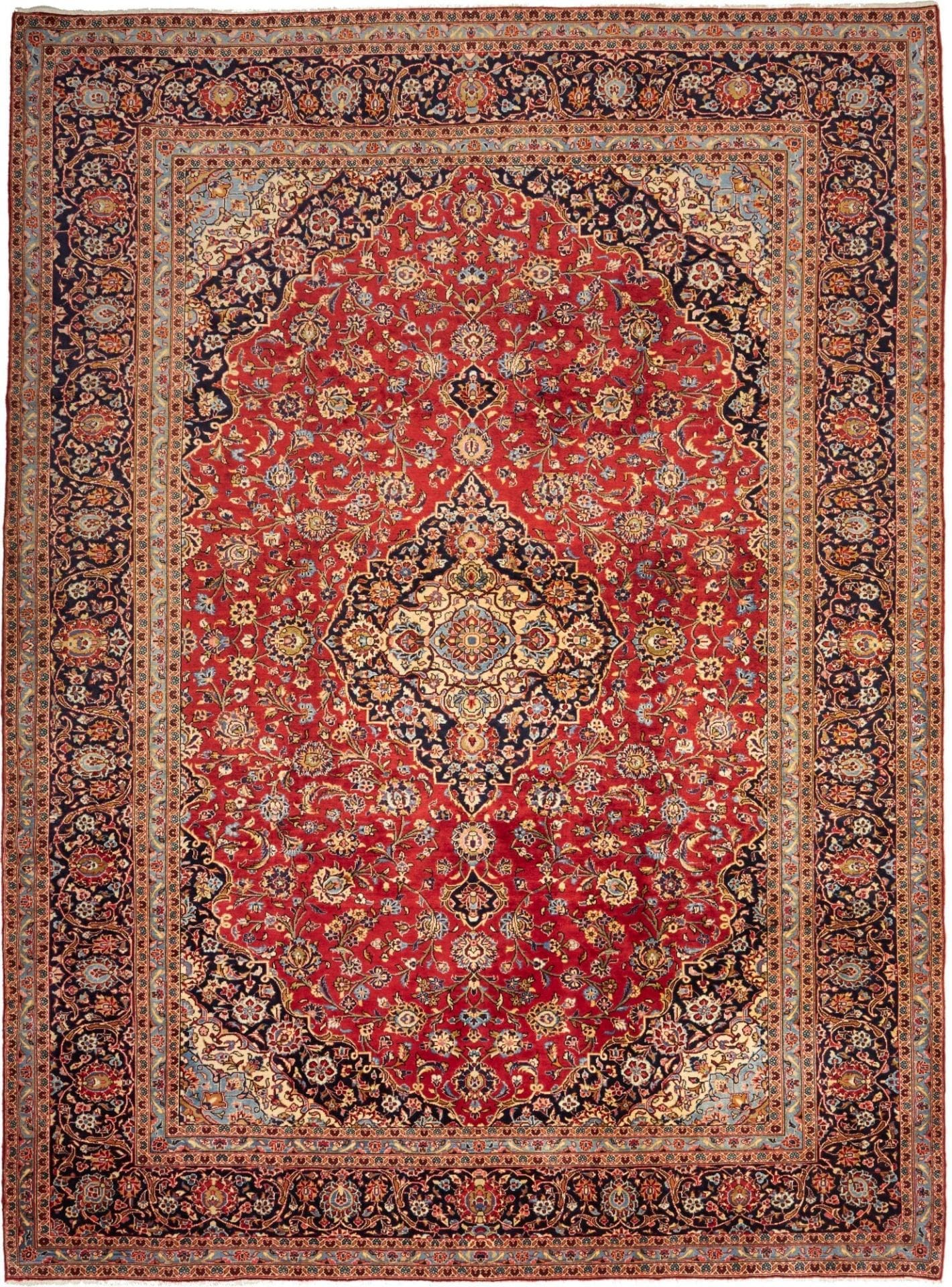 Kashan Teppich 259 x 350 cm, Schurwolle, Perserteppich, handgeknüpft