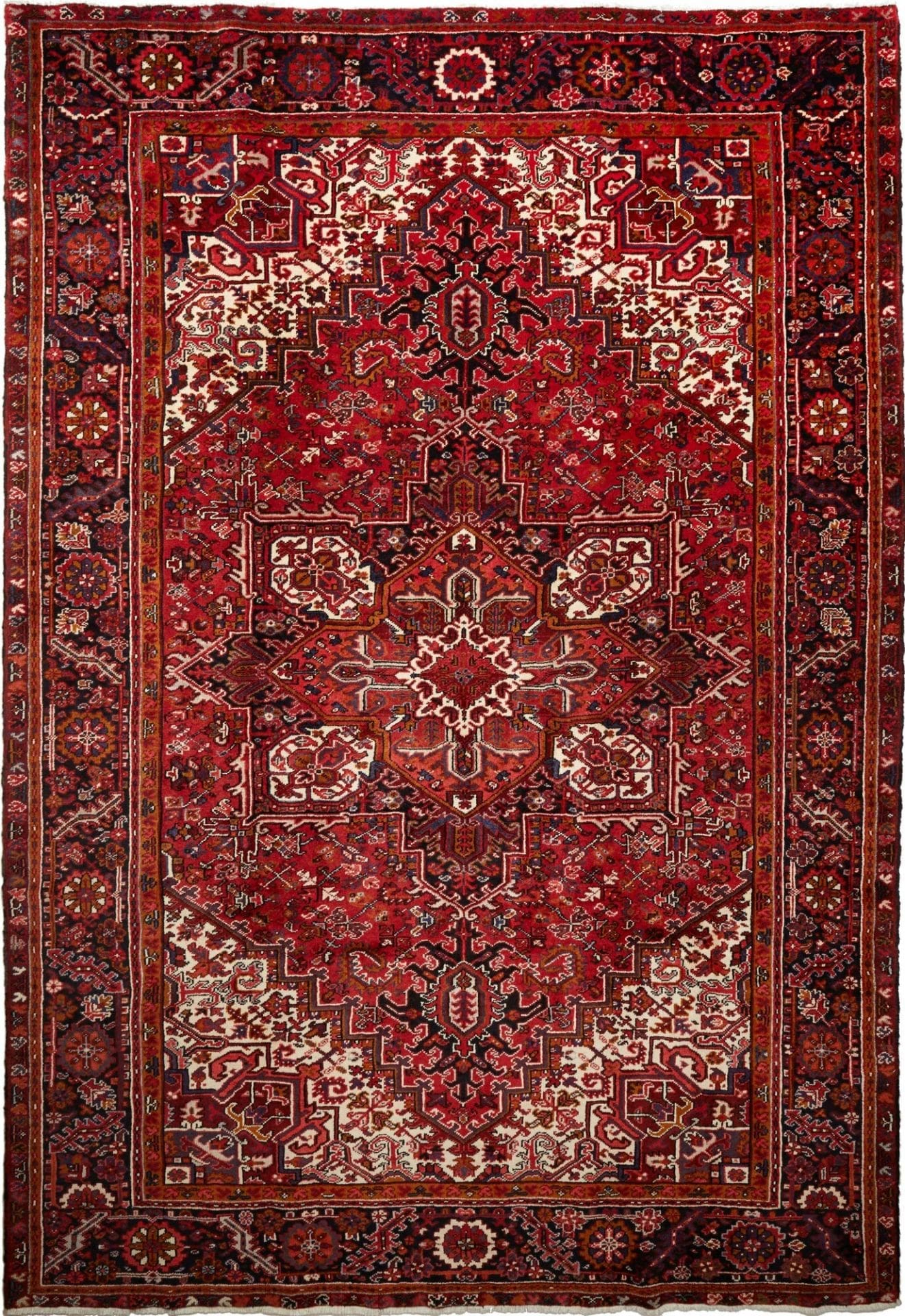 Heriz Teppich 255 x 367 cm, geometrische Muster, Schurwolle, handgeknüpft