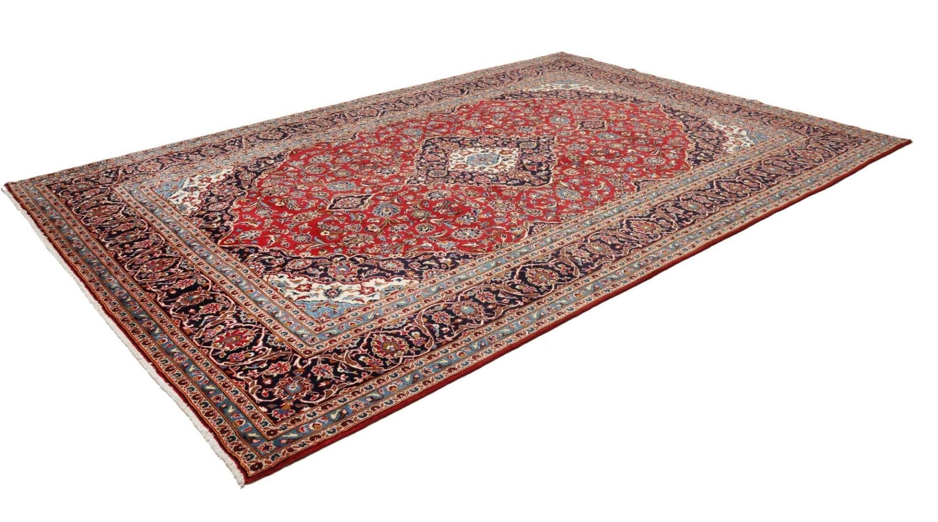 Kashan Teppich 247 x 365cm, florale Muster, handgeknüpft, Perserteppich