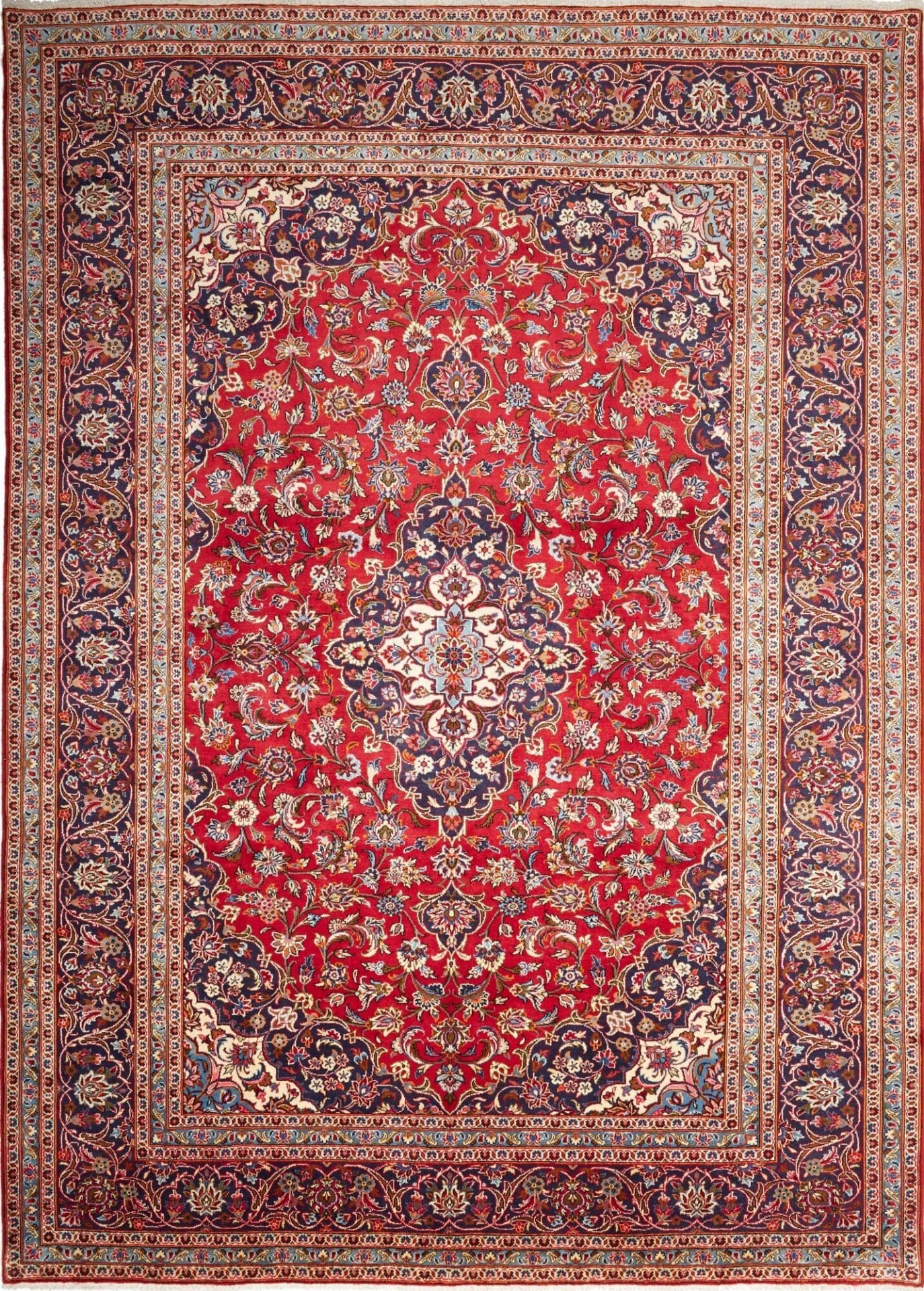 Kashan Teppich 249 x 343 cm, handgeknüpft, florale Muster, Perserteppich