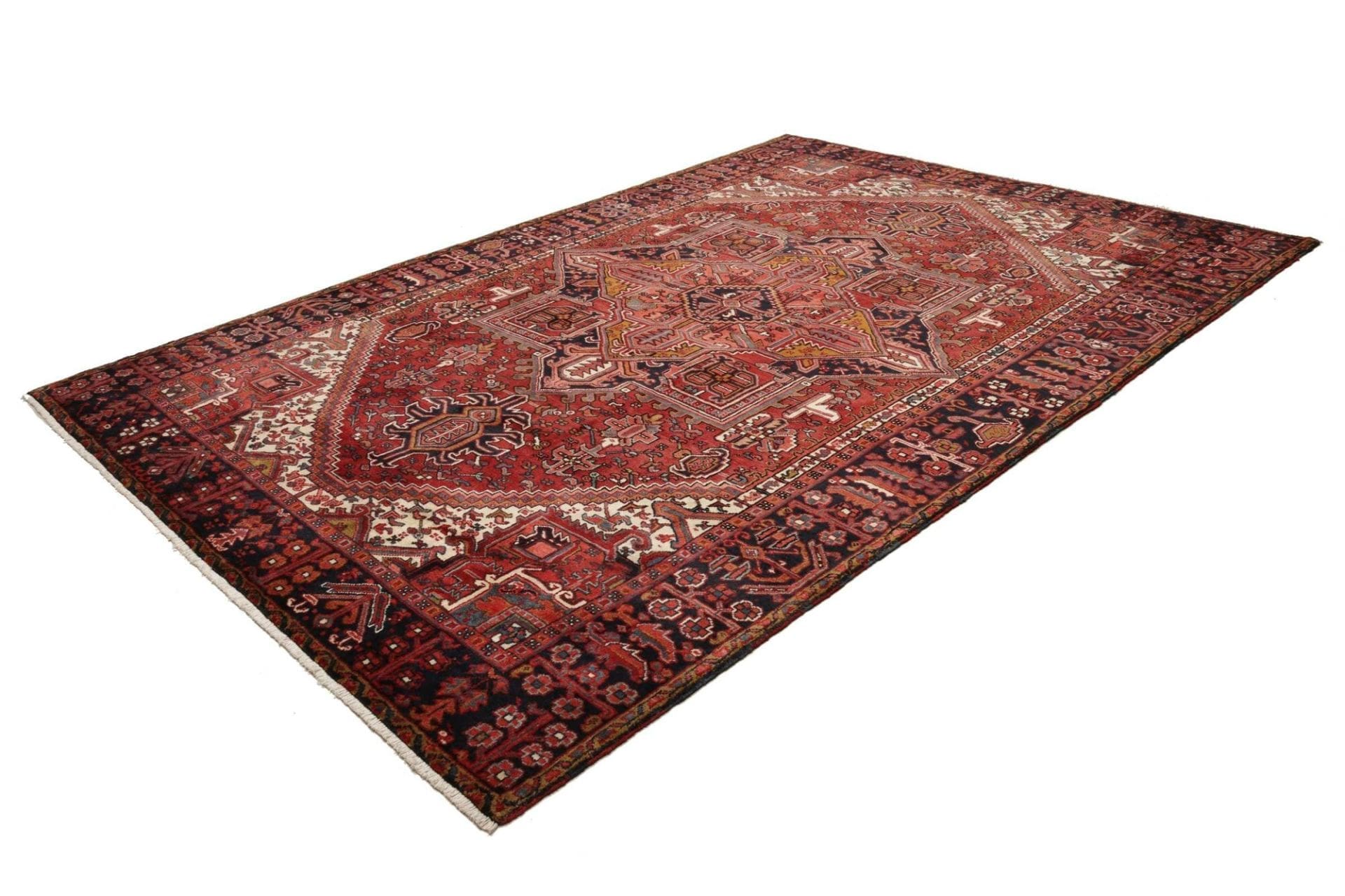 Heriz Teppich 246 x 347 cm, handgeknüpft, rustikales Design