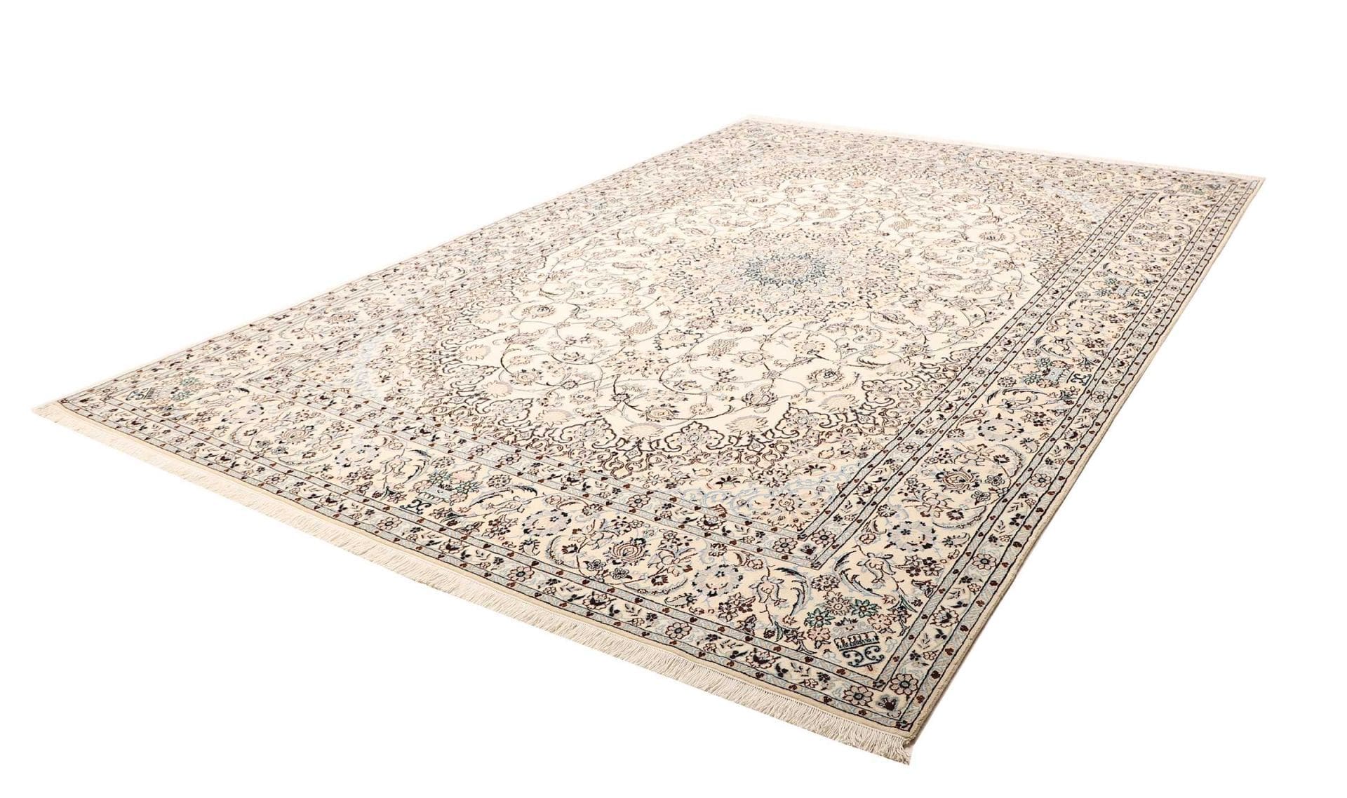 Nain Teppich 253 x 353cm, florale Muster, handgeknüpft, Perserteppich