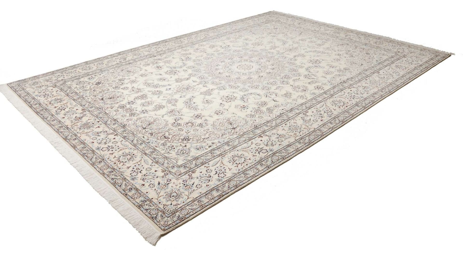 Nain Teppich 251 x 356cm, florale Muster, handgeknüpft, Perserteppich
