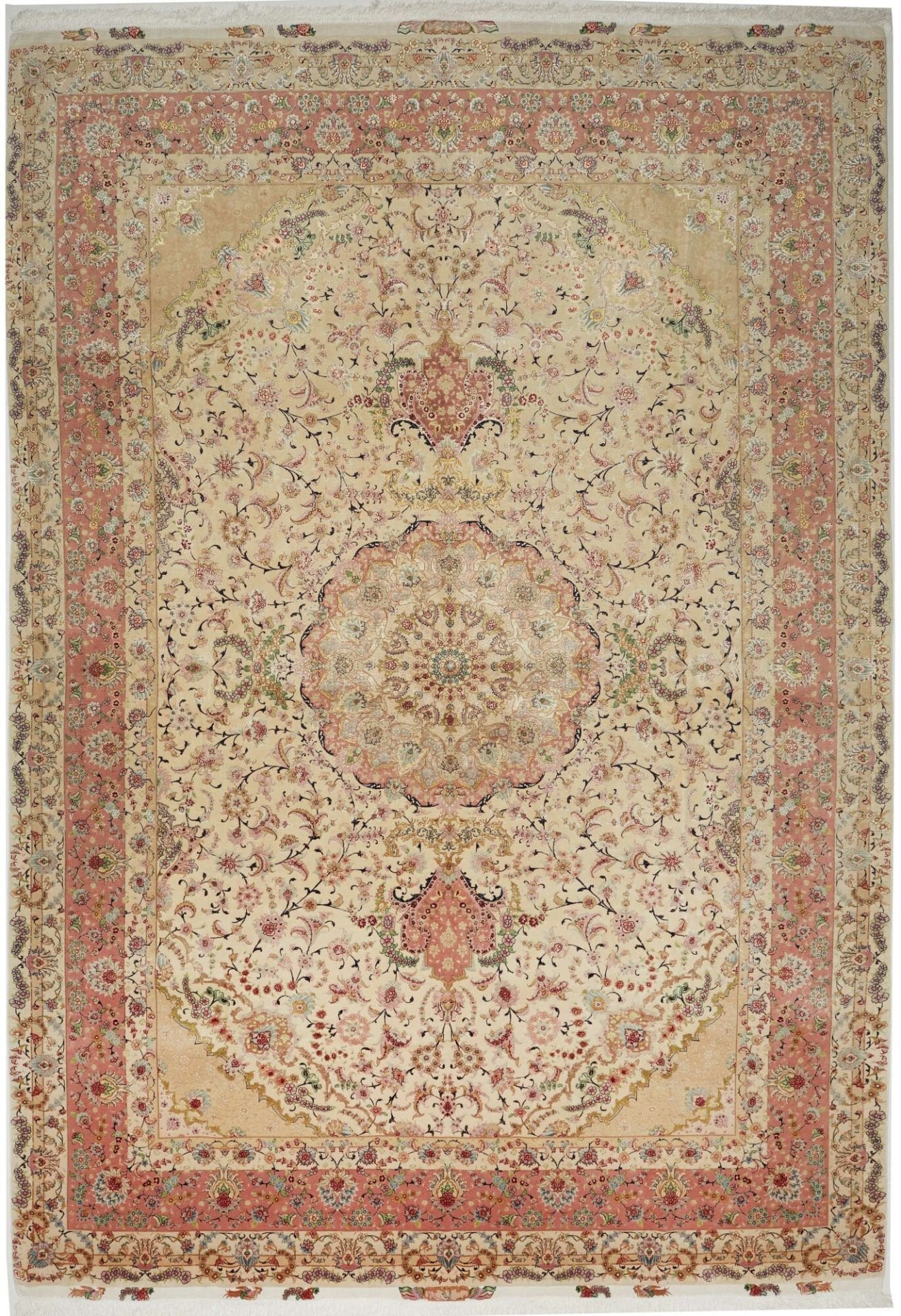 Täbriz Teppich 251 x 363 cm, feine Muster, Schurwolle, handgeknüpft H1