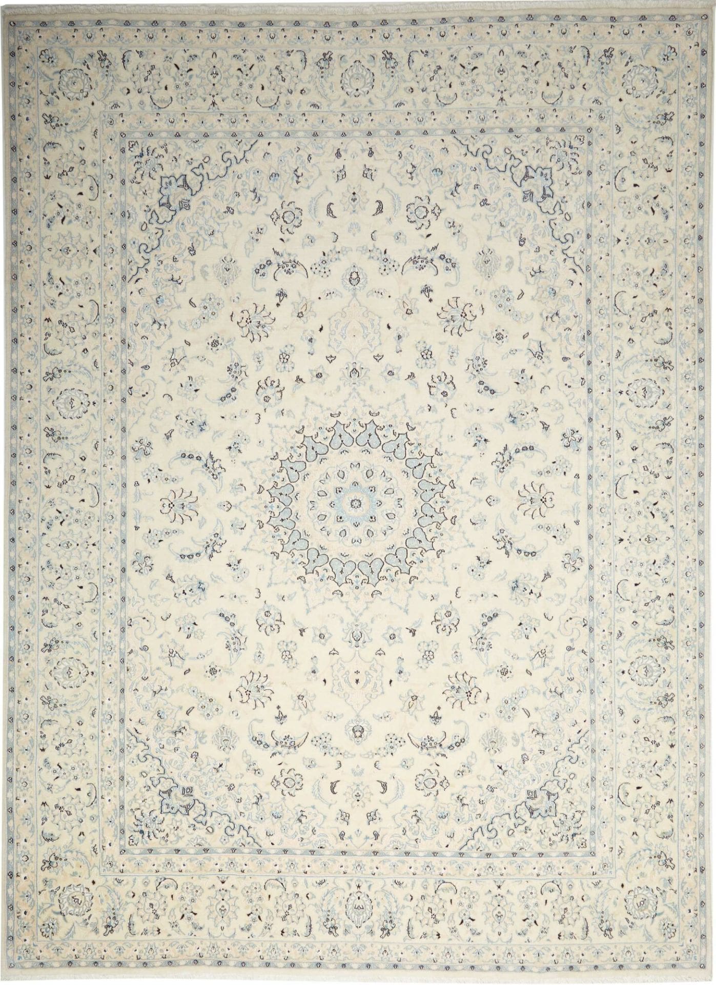 Nain Teppich 253 x 345cm, florale Muster, handgeknüpft, Perserteppich